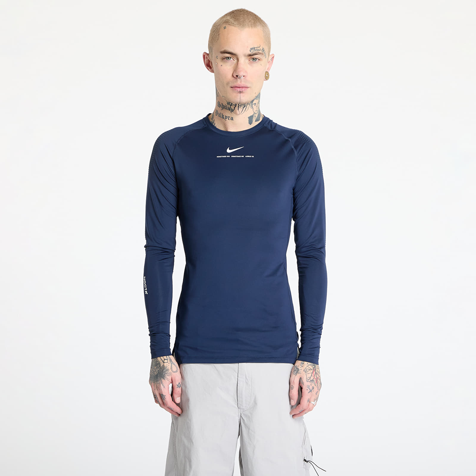 T-shirty męskie Nike x NOCTA Men's Long-Sleeve Base Layer Basketball Top College Navy/ White