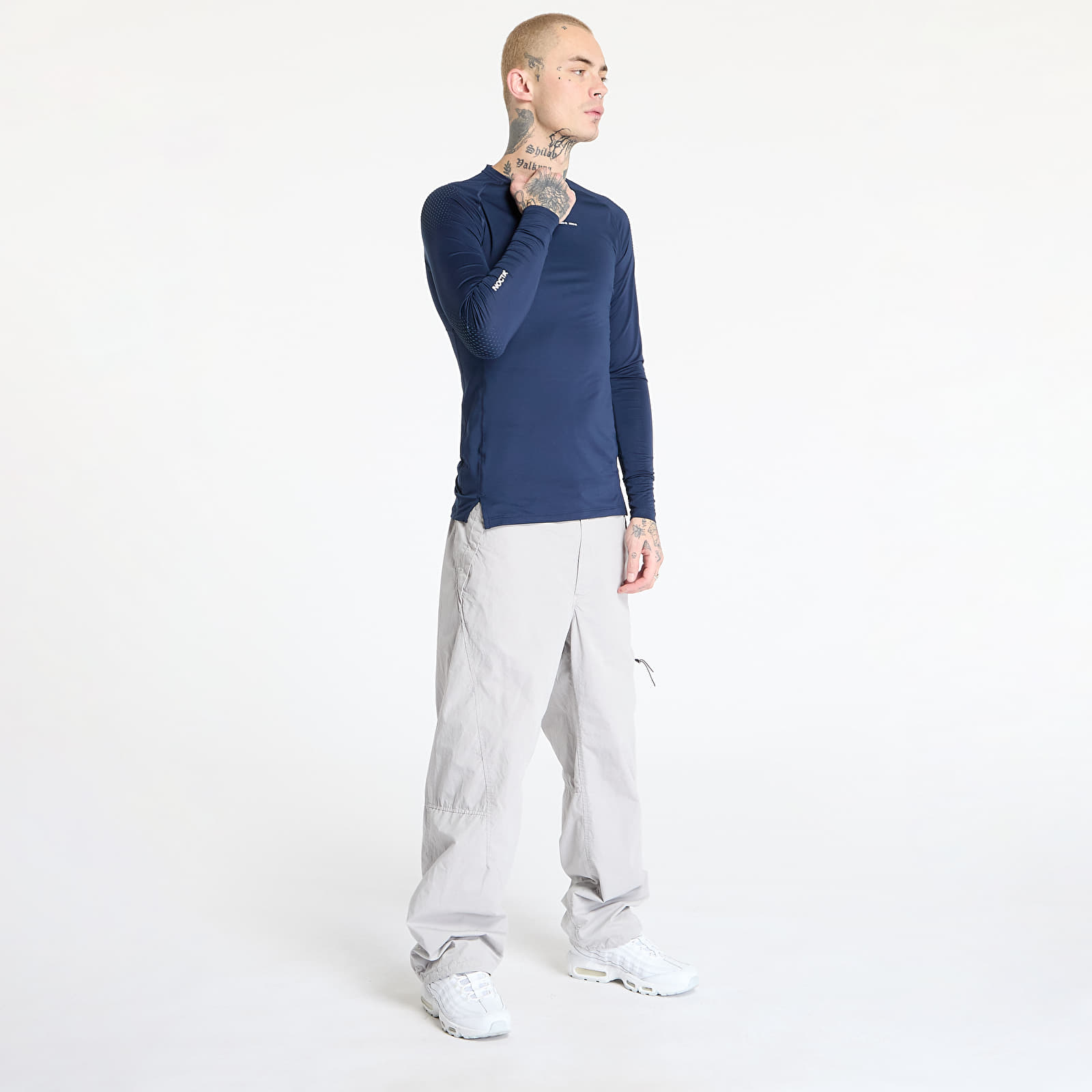 T-shirty męskie Nike x NOCTA Men's Long-Sleeve Base Layer Basketball Top College Navy/ White