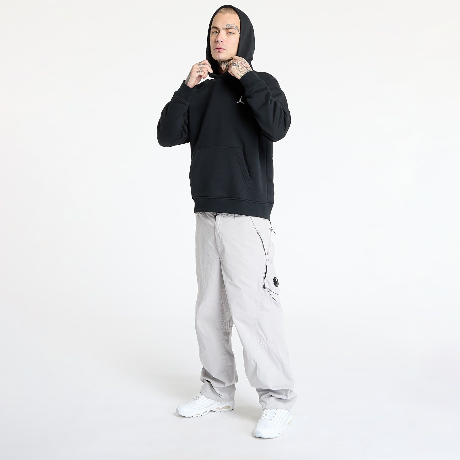 Mikiny Jordan Brooklyn Fleece Men's Pullover Hoodie Black/ White