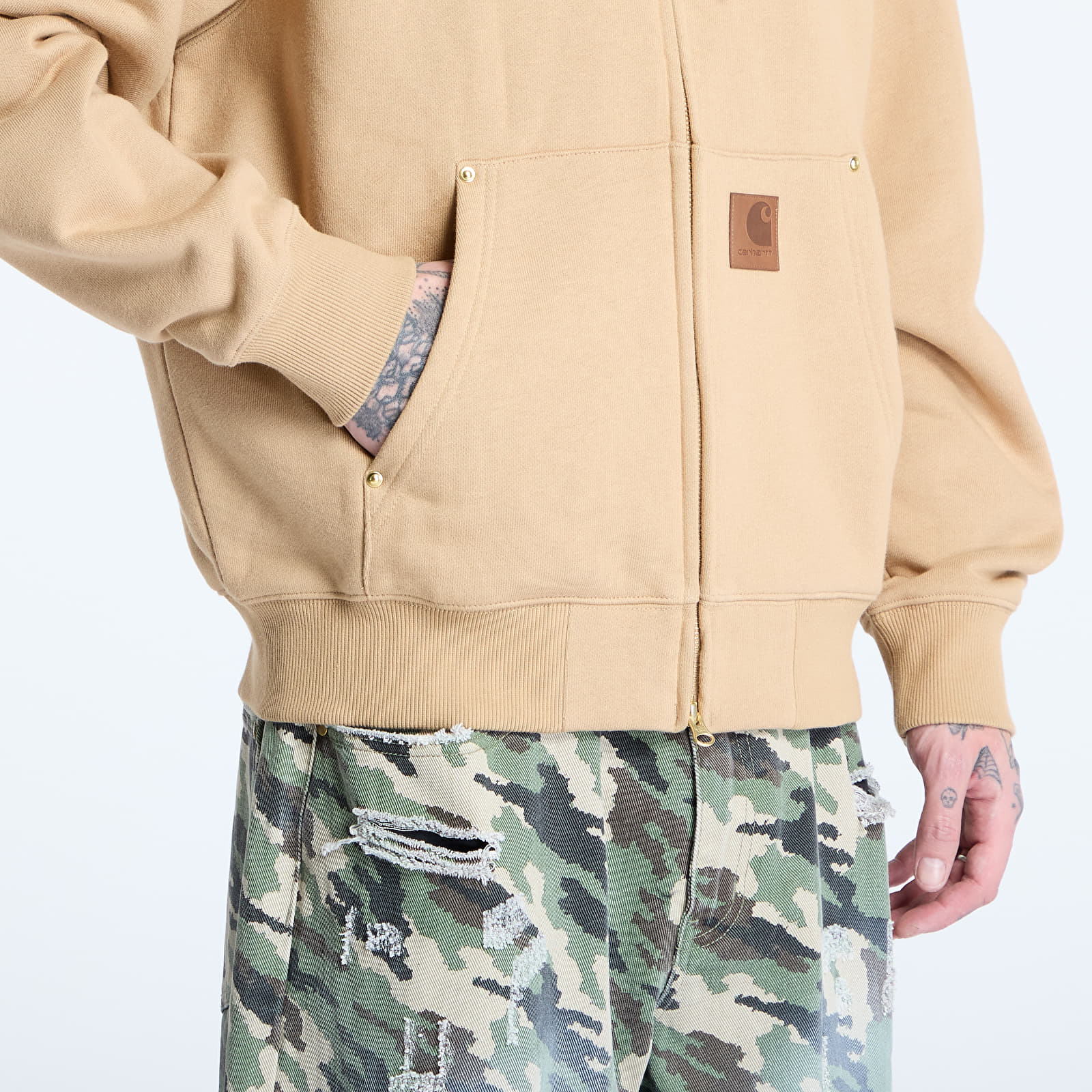 Kapucnis pulóverek és pulcsik Carhartt WIP Hooded Eldon Sweat Jacket UNISEX Dusty H Brown