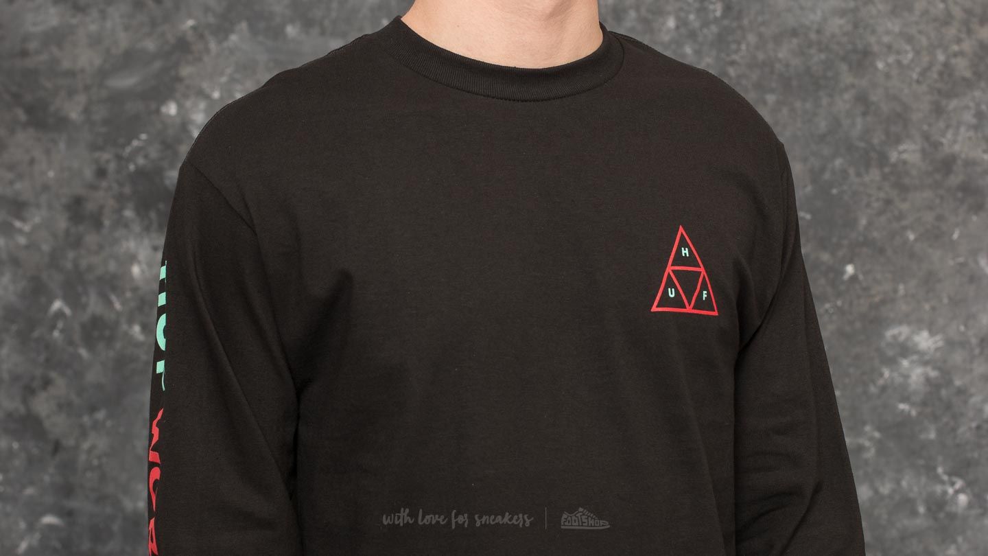 Koszulki HUF Triple Triangle Longsleeve Tee Black