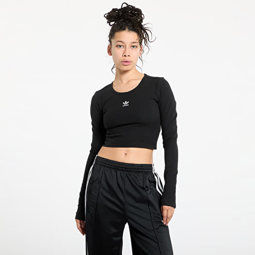Tričko adidas Essentials Rib Cro-Packed Longsleeve Tee Black