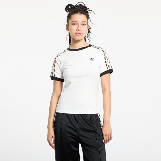 T-shirt adidas Leopard 3 Stripe T-Shirt Wonder White