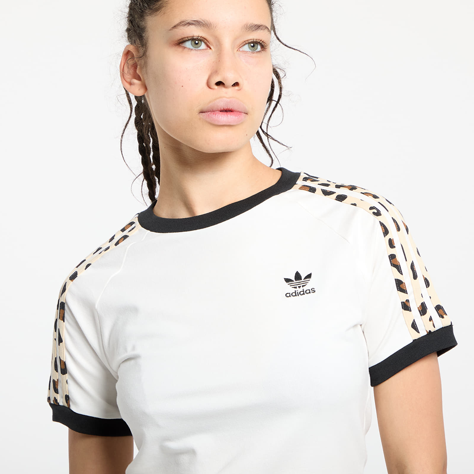 T-shirts adidas Leopard 3 Stripe T-Shirt Wonder White