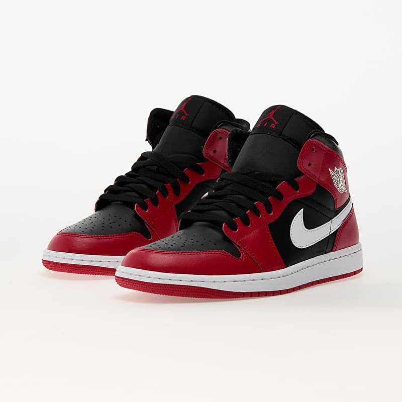 Air Jordan 1 Mid Black/ White-Gym Red | Footshop