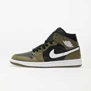 Air Jordan 1 Mid Black/ White-Medium Olive-Sail
