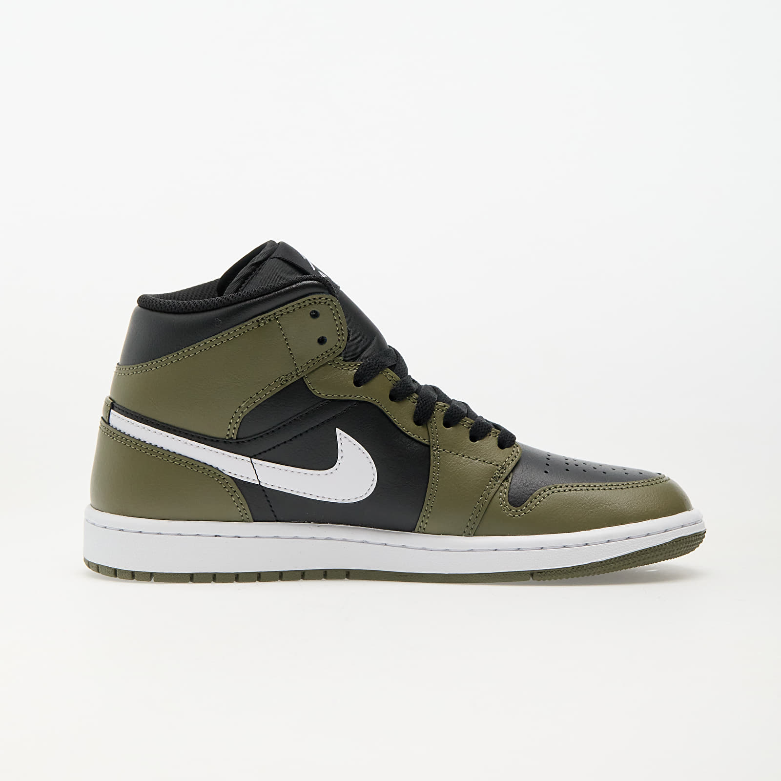 Men's shoes Air Jordan 1 Mid Black/ White-Medium Olive-Sail