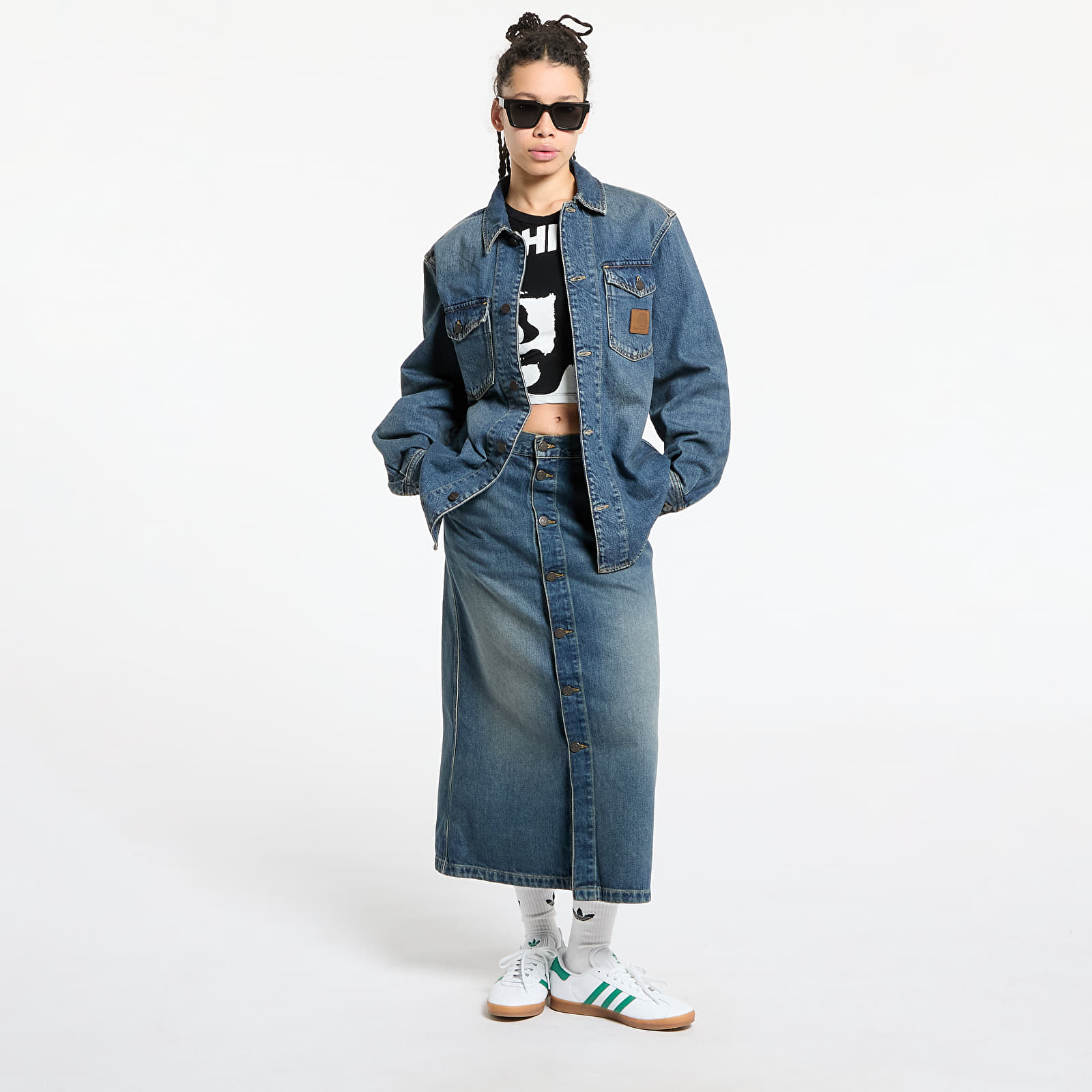 Overshirt Carhartt WIP Lincoln Shirt Jacket UNISEX Blue Worn Used Wash