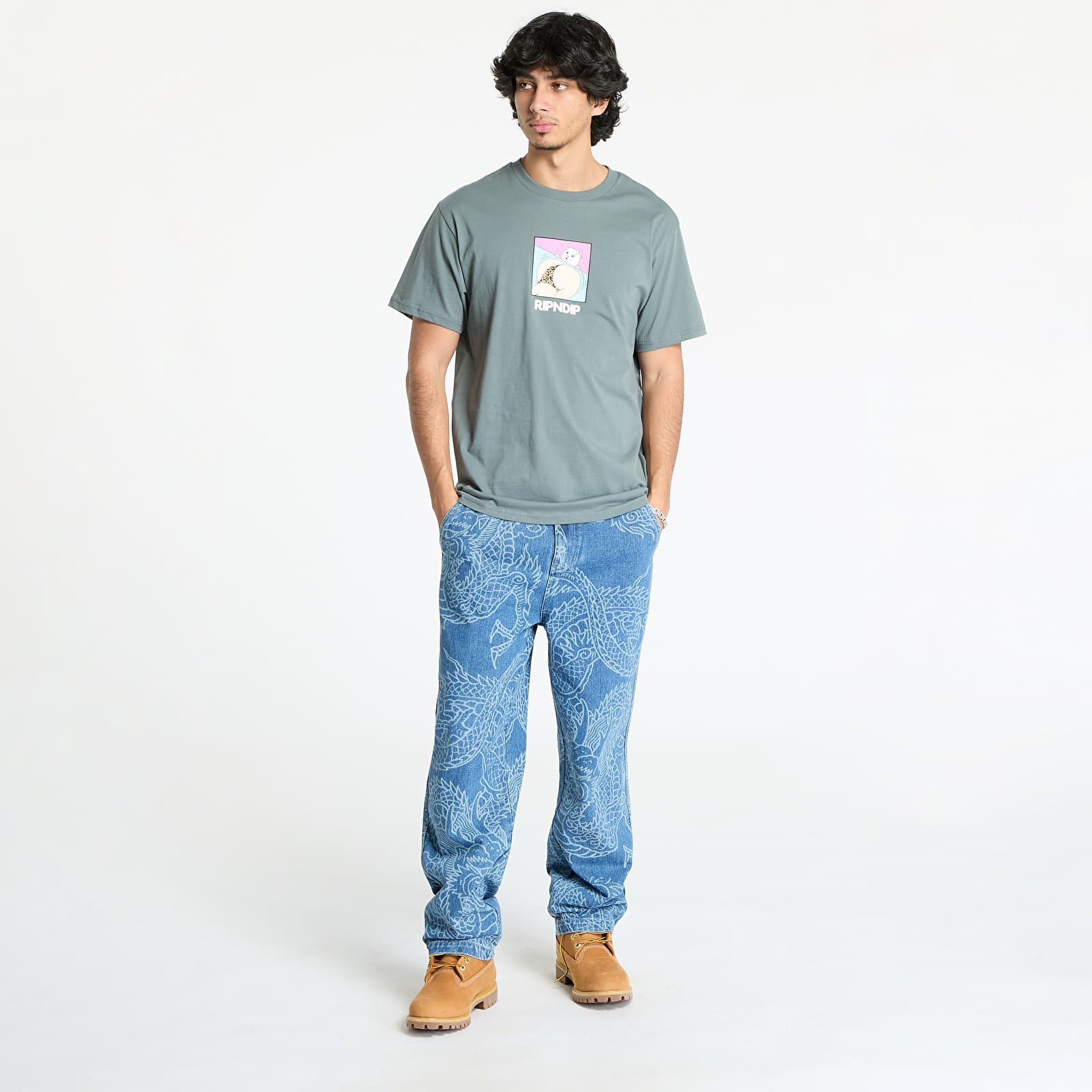 Pólók RIPNDIP Peaches And Nerm Tee Charcoal