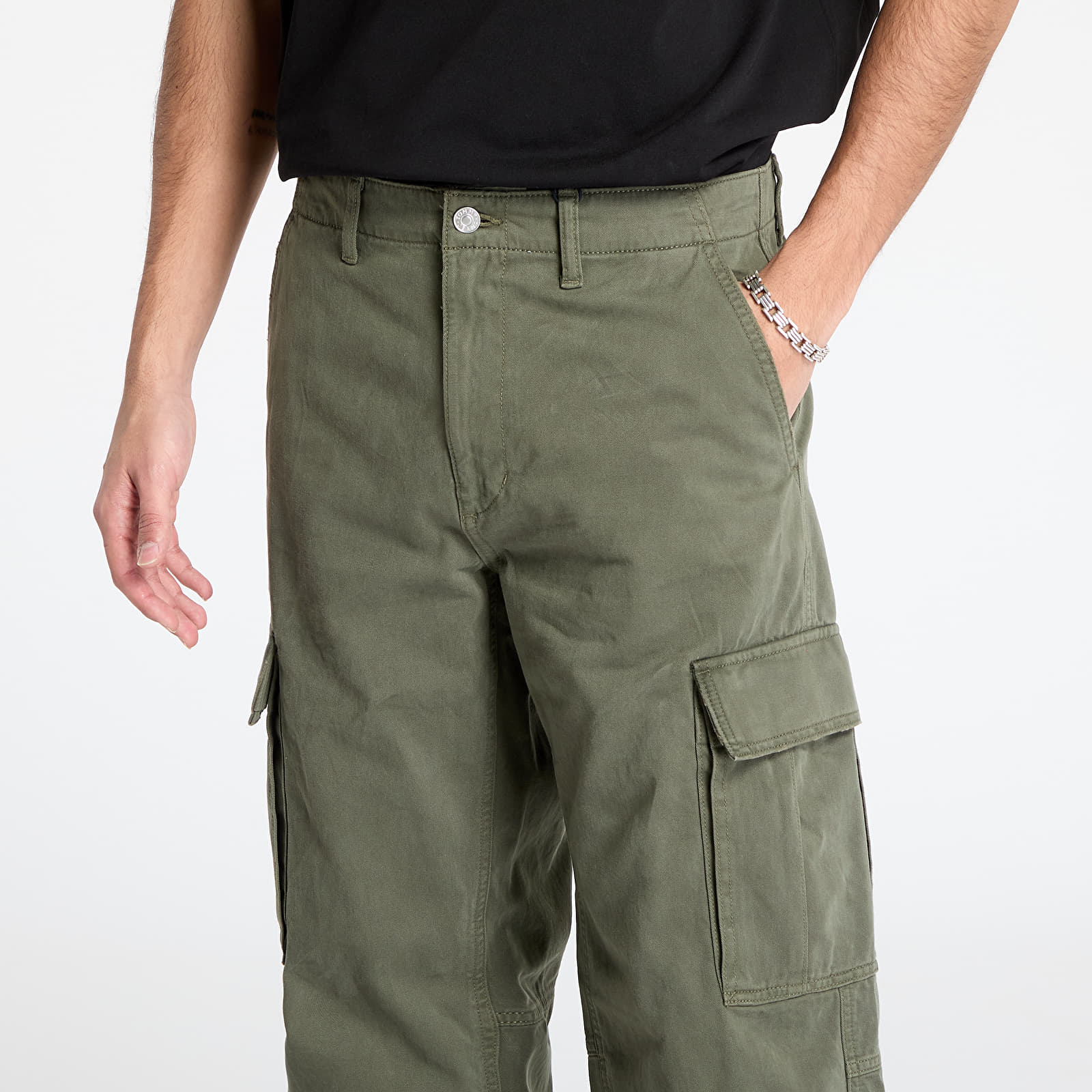 Pantaloni și blugi Tommy Jeans Jaimie Cotton Cargo Pants Green