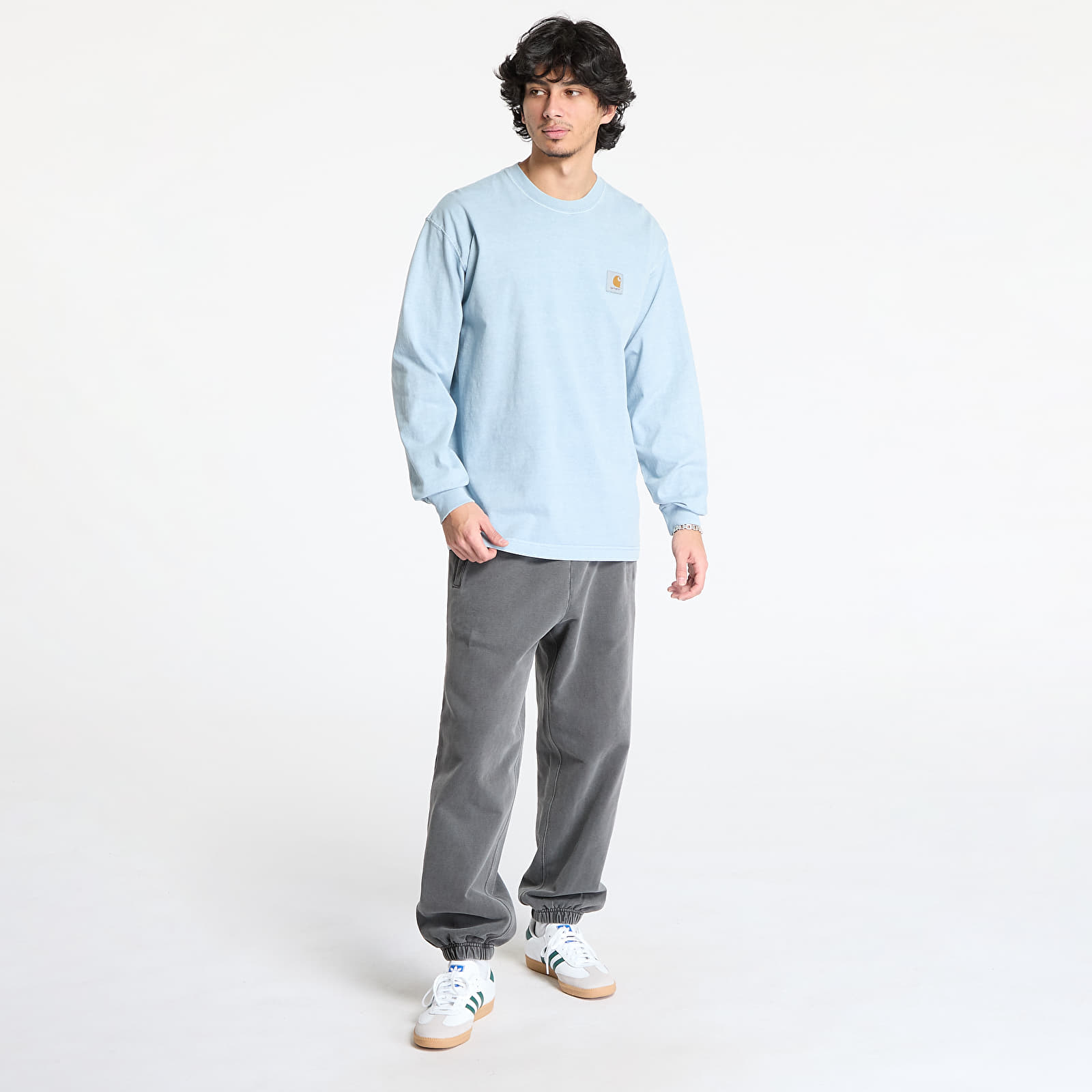 Männer T-Shirts Carhartt WIP L/S Vista T-Shirt UNISEX Dusty Ice Garment Dyed