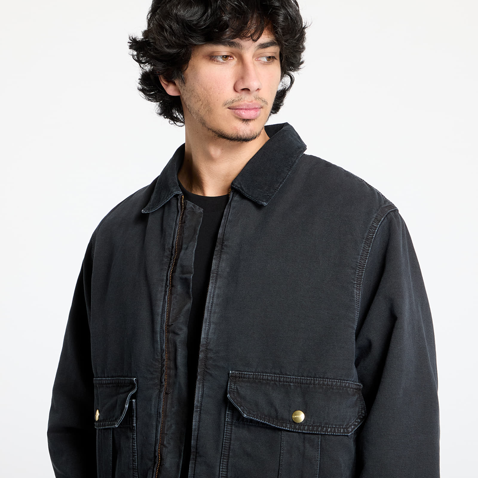 Men's jackets Carhartt WIP Stanton Jacket UNISEX Black/ Black Stone Washed