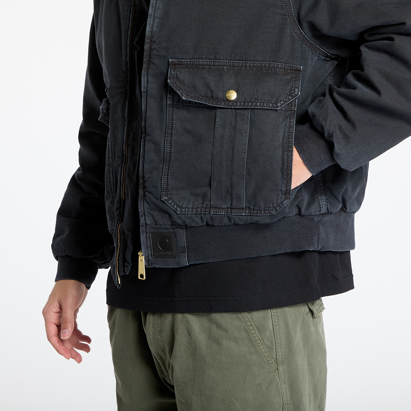 Men's jackets Carhartt WIP Stanton Jacket UNISEX Black/ Black Stone Washed