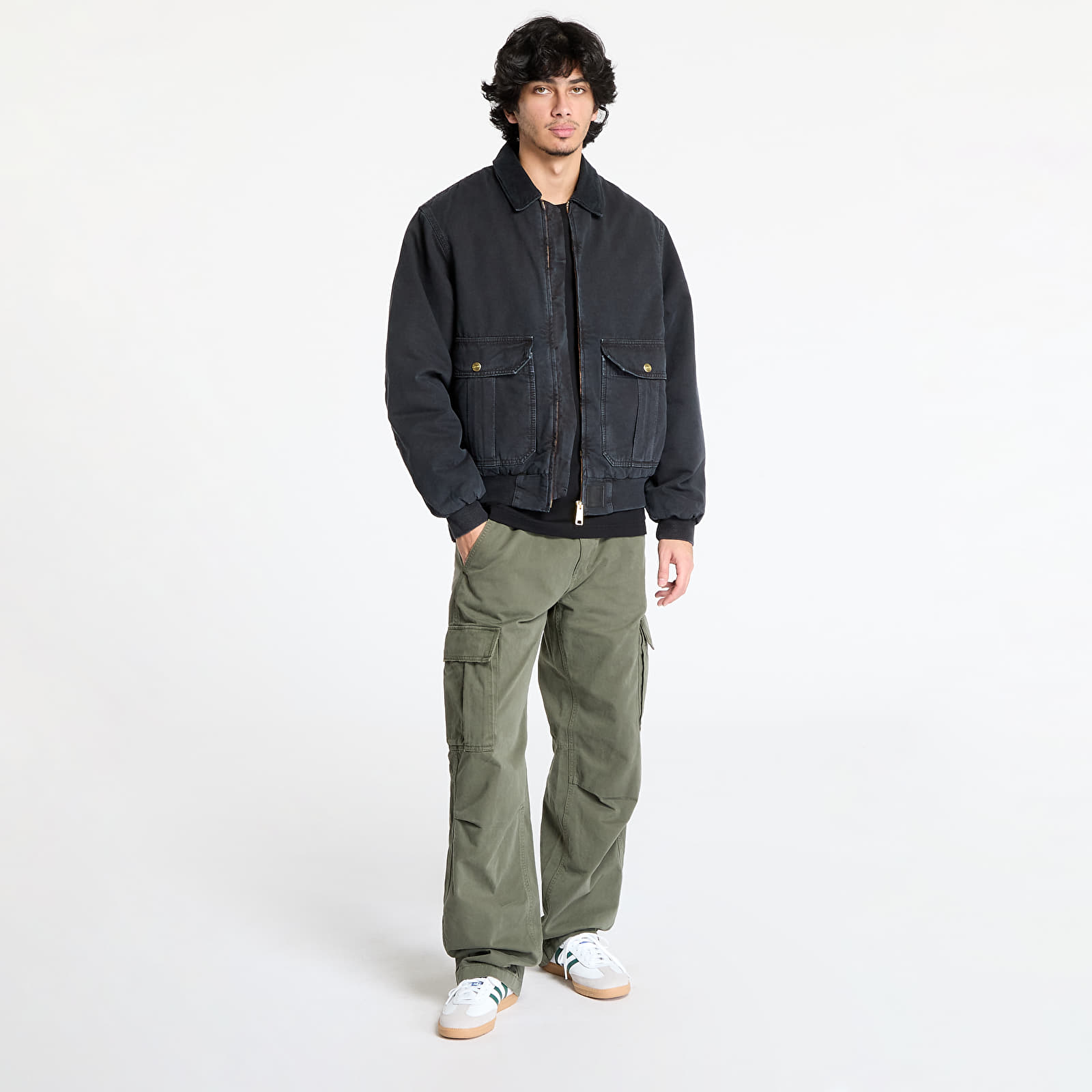 Herrenjacken Carhartt WIP Stanton Jacket UNISEX Black/ Black Stone Washed