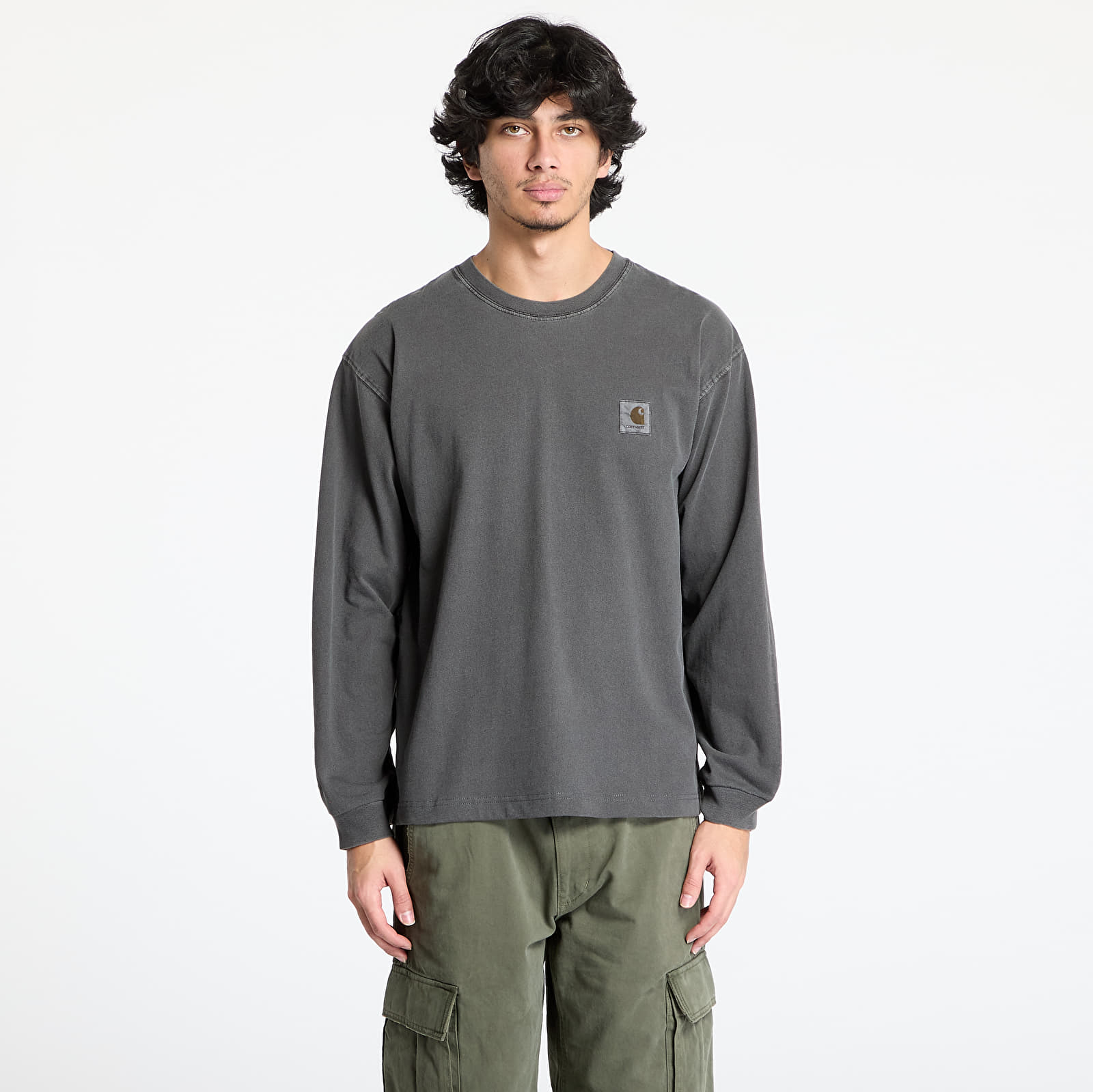 Мъжки тениски Carhartt WIP L/S Vista T-Shirt UNISEX Graphite Garment Dyed
