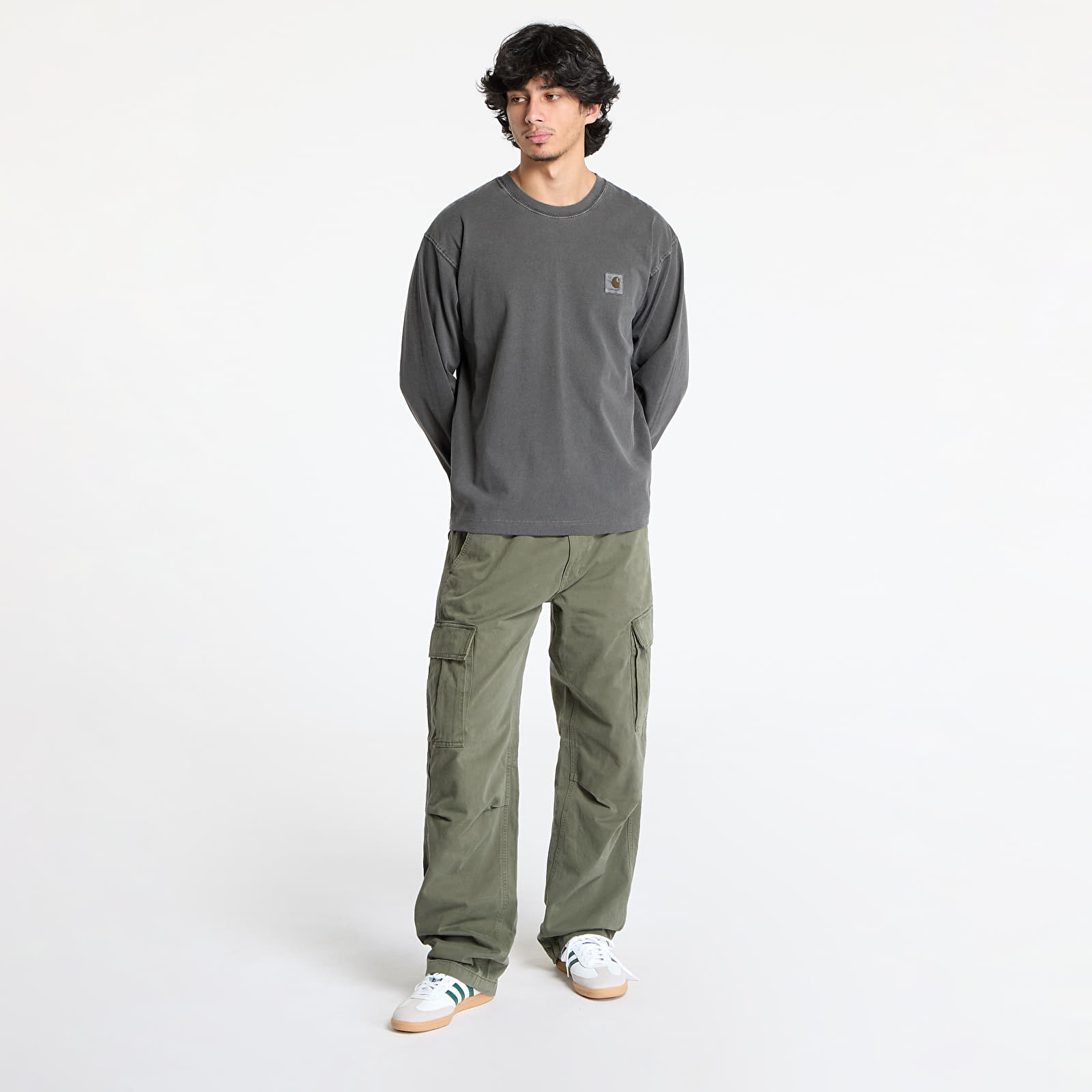 Мъжки тениски Carhartt WIP L/S Vista T-Shirt UNISEX Graphite Garment Dyed