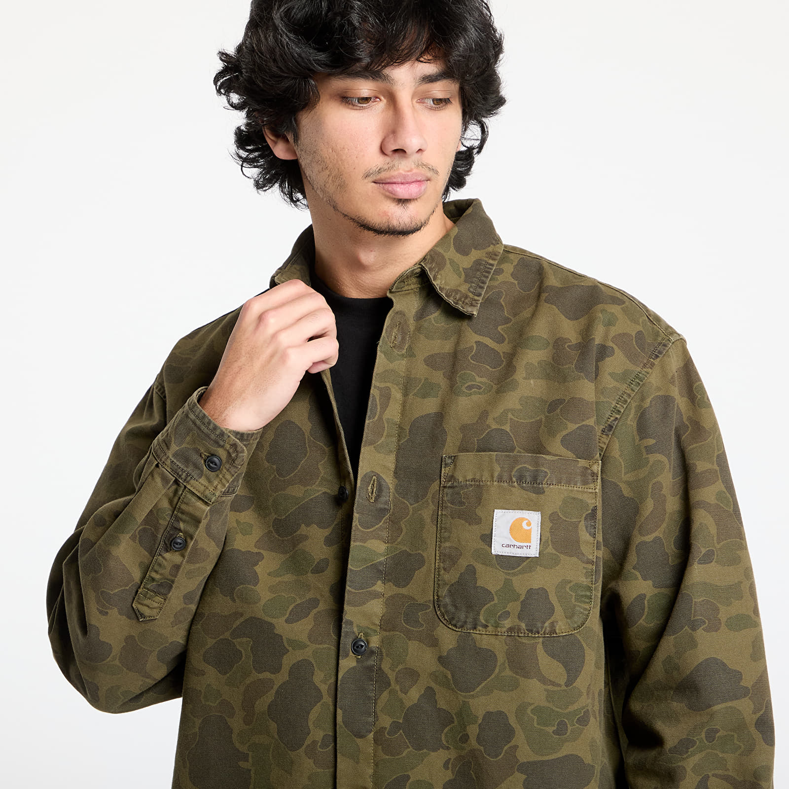 Overhemden Carhartt WIP Long Sleeve Duck Shirt UNISEX Camo Duck/ Green/ Office Green Garment Dyed