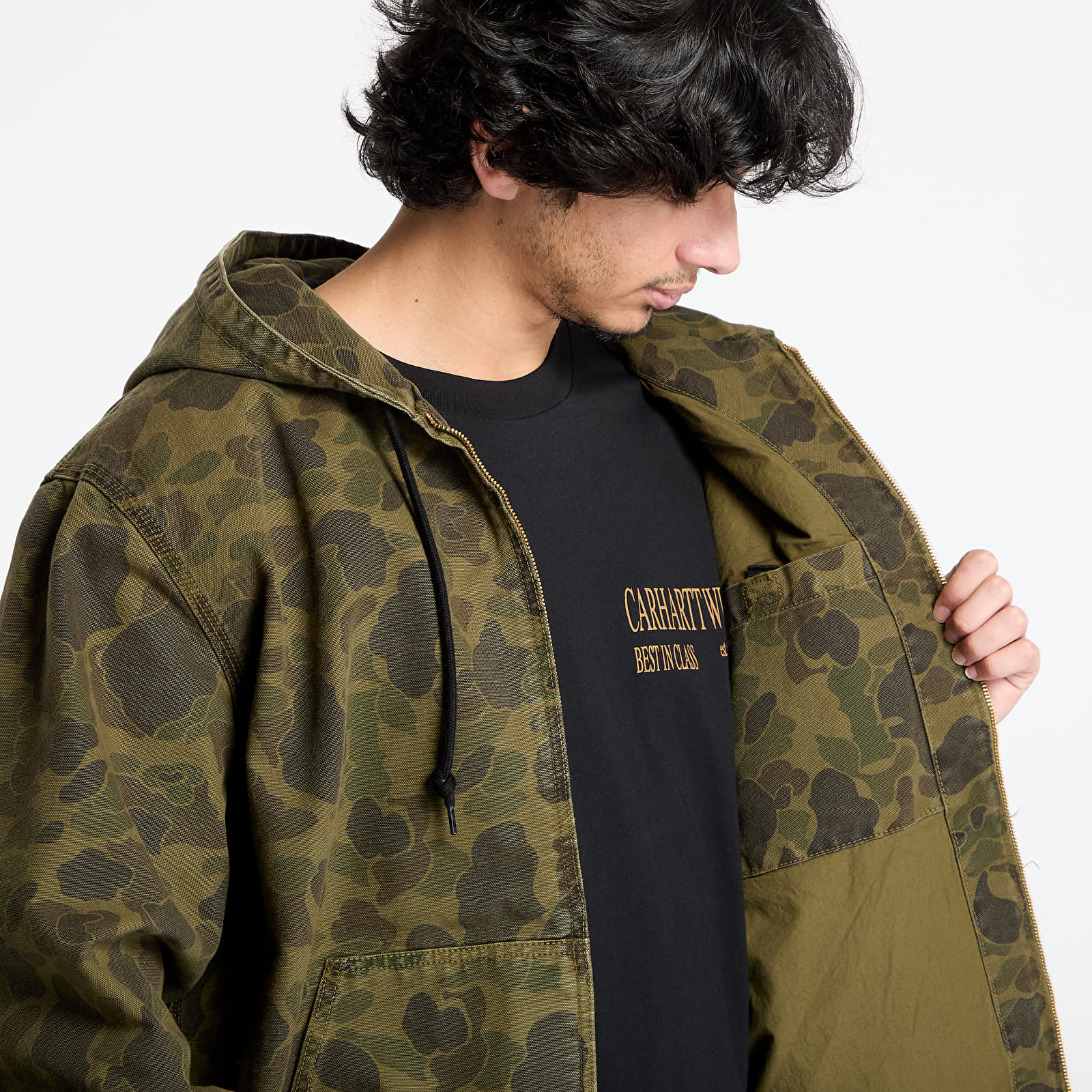 Jakker Carhartt WIP Duck Active Jacket UNISEX Camo Duck/ Green/ Office Green Garment Dyed