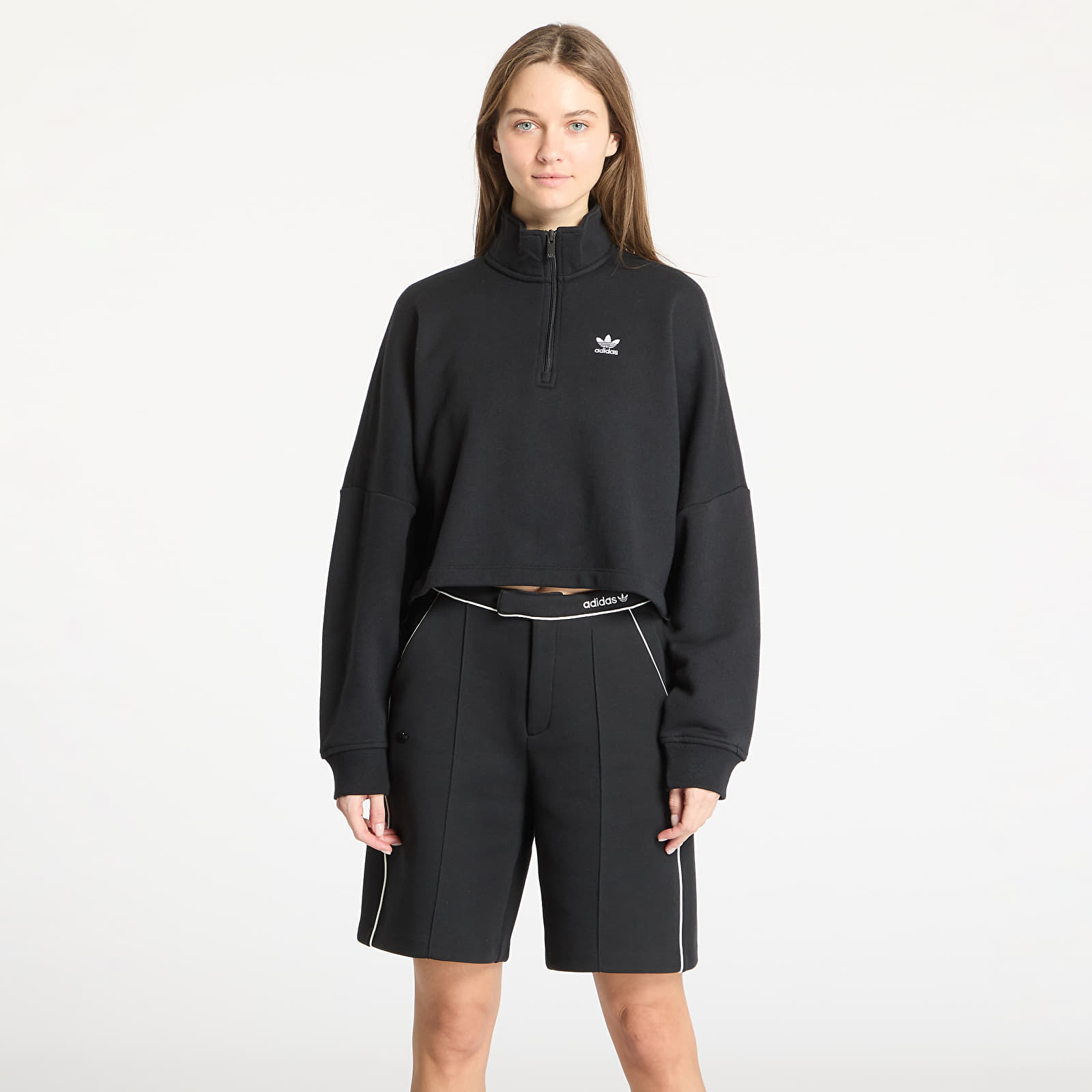 Women's hoodies adidas Essentials French Terry Half Zip Sweatshirt Black