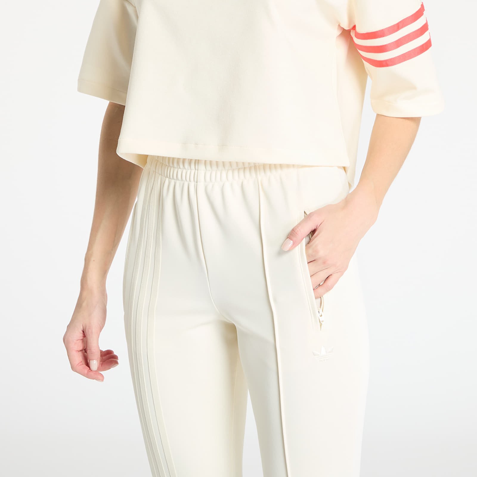 Melegítő adidas 3 Stripes Flared Firebird Trackpant Cream White