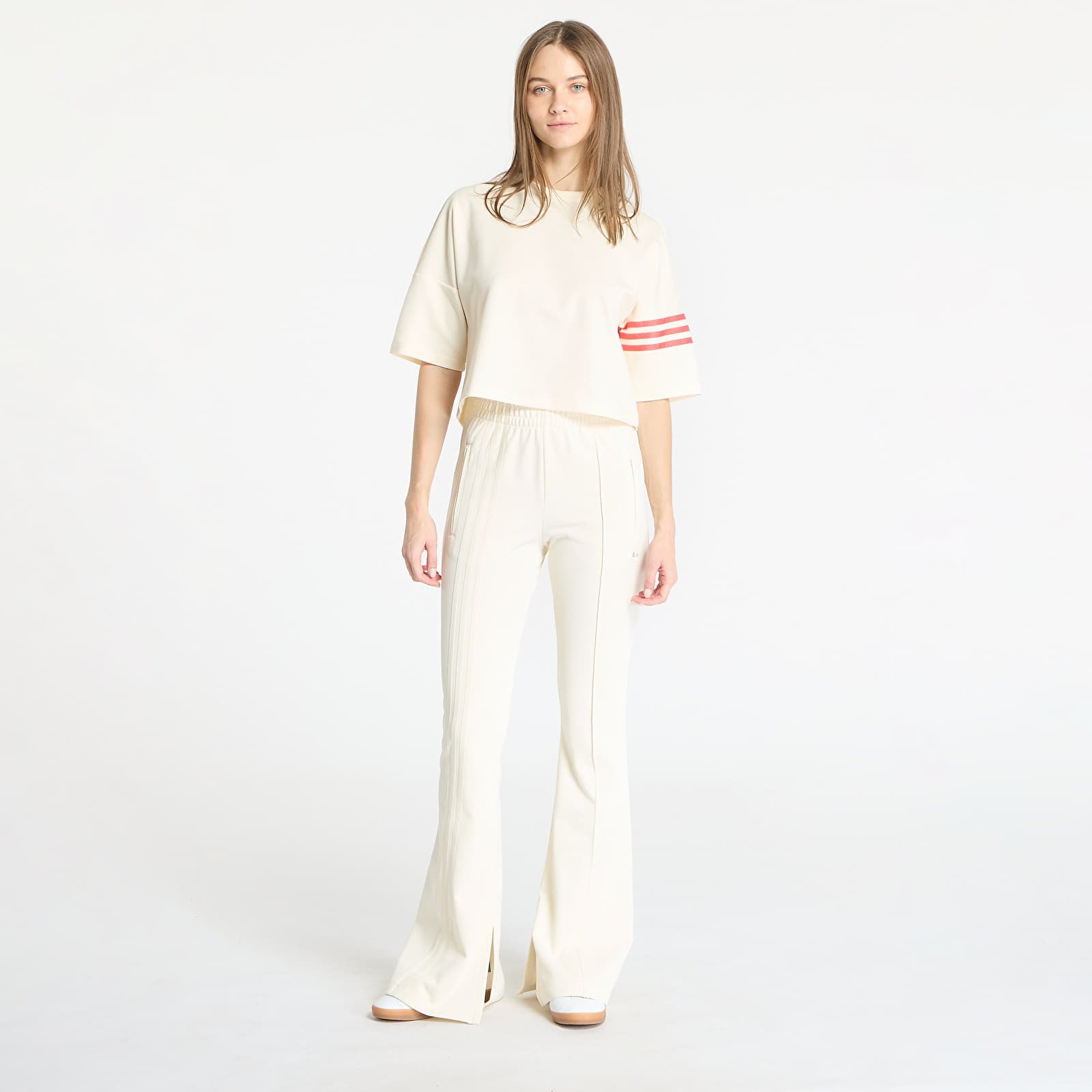 Melegítő adidas 3 Stripes Flared Firebird Trackpant Cream White