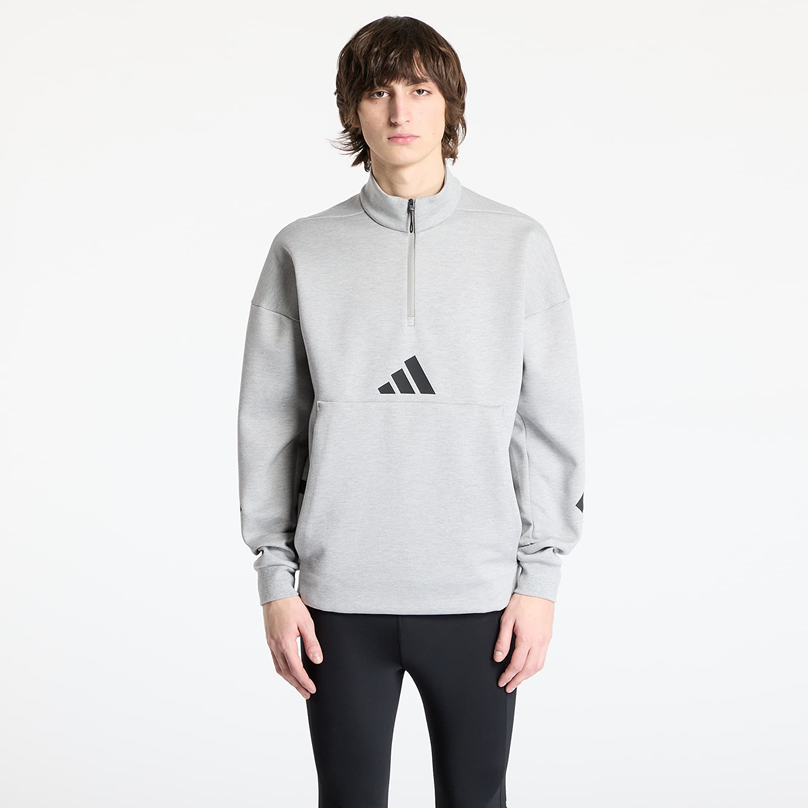 Hupparit ja collegepaidat adidas Z.N.E. Half Zip Hoodie Grey/ Medium Grey Heather