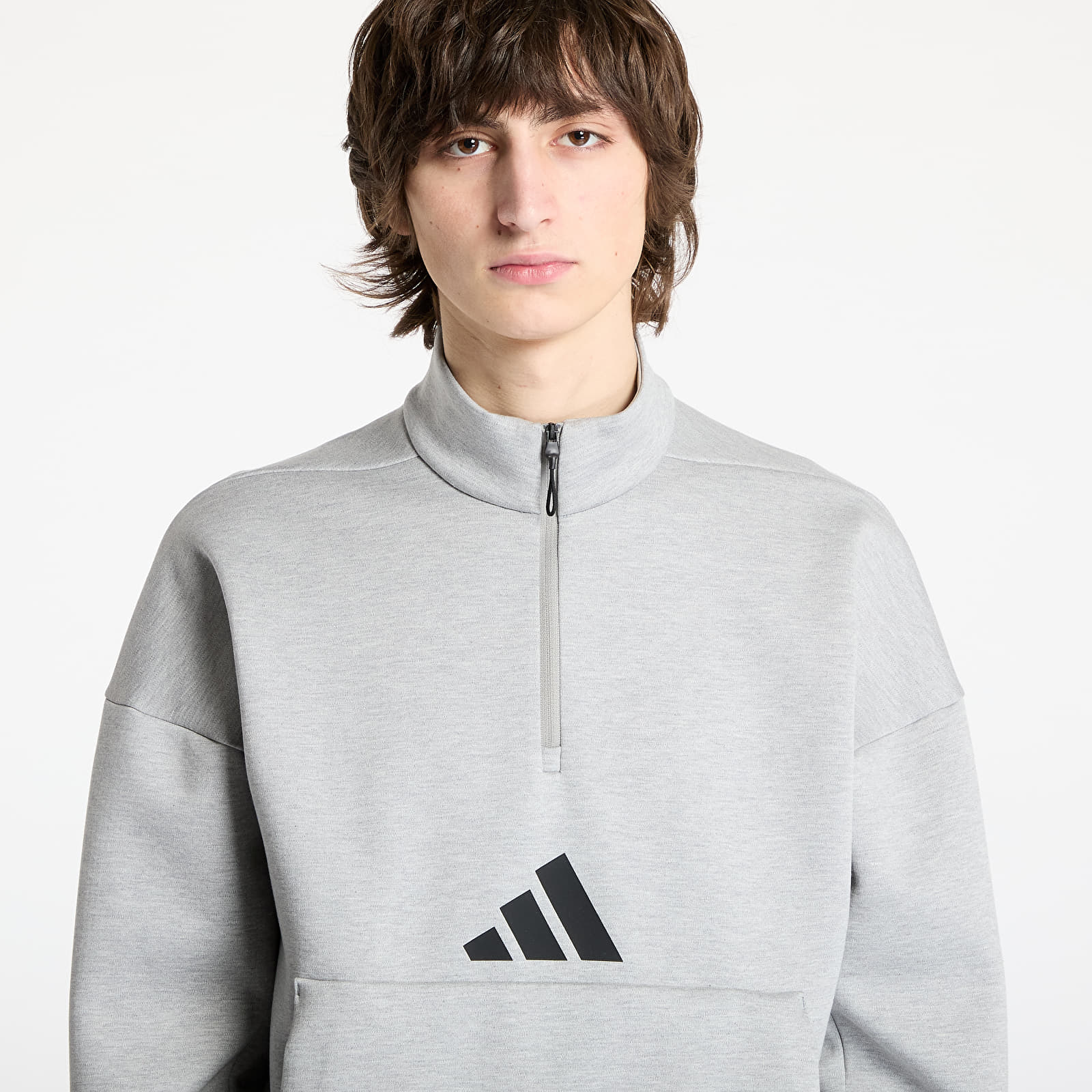 Hupparit ja collegepaidat adidas Z.N.E. Half Zip Hoodie Grey/ Medium Grey Heather
