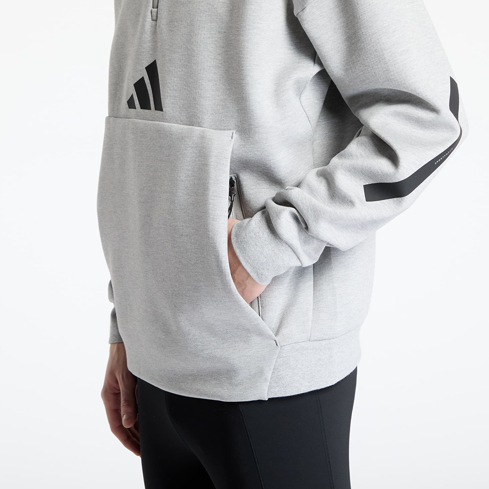 Hupparit ja collegepaidat adidas Z.N.E. Half Zip Hoodie Grey/ Medium Grey Heather