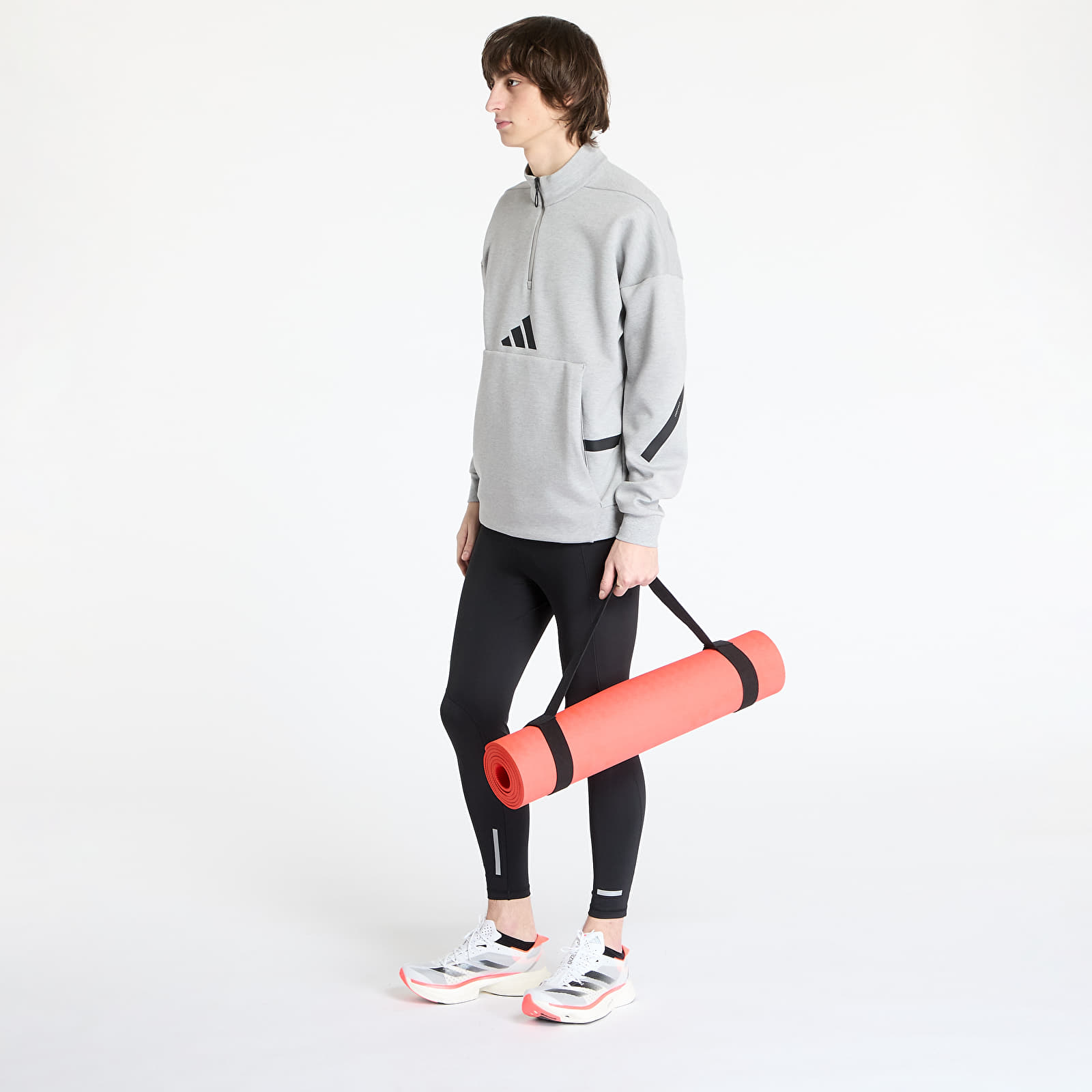 Hupparit ja collegepaidat adidas Z.N.E. Half Zip Hoodie Grey/ Medium Grey Heather