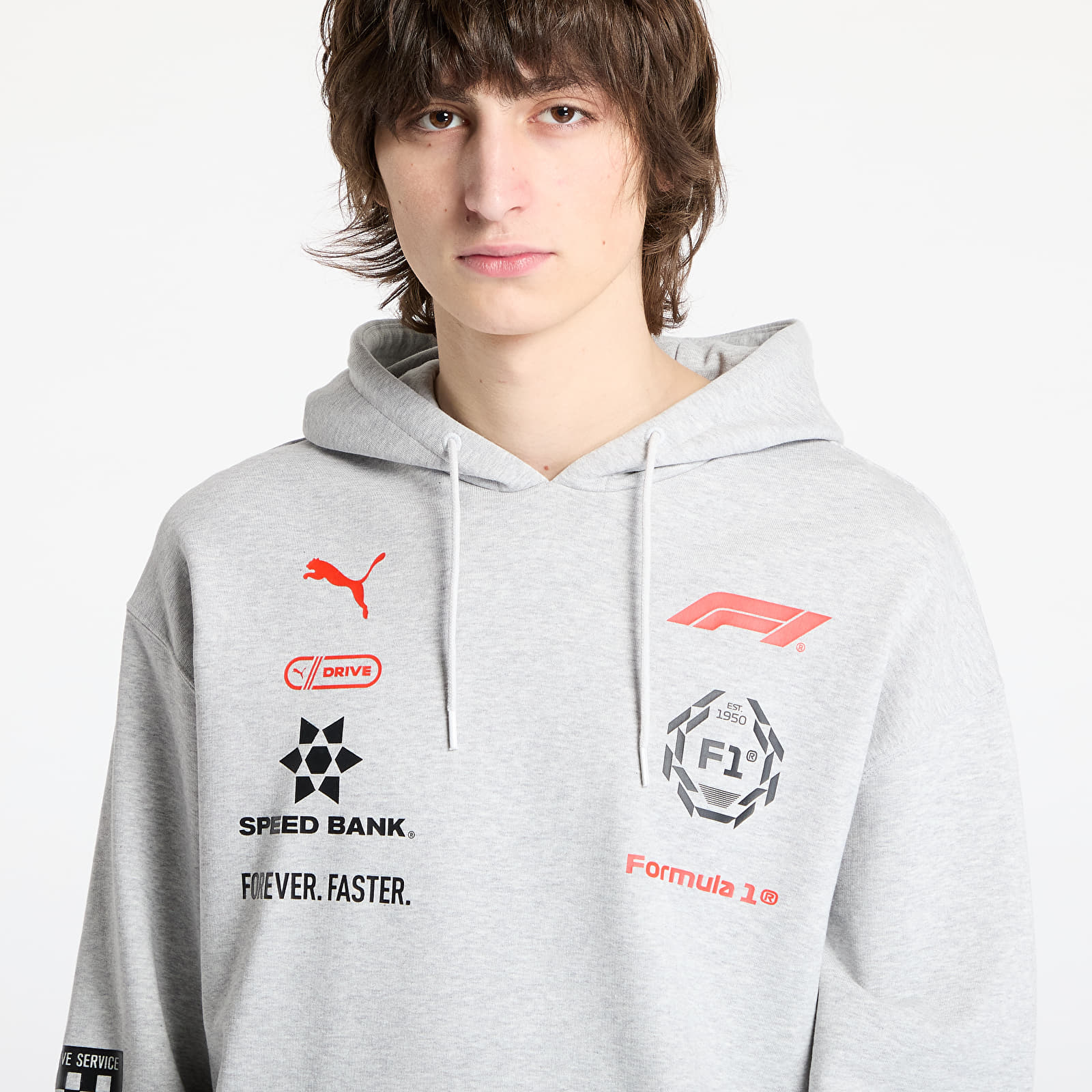 Kapucnis pulóverek és pulcsik Puma F1 Racing Hoodie Light Gray Heather