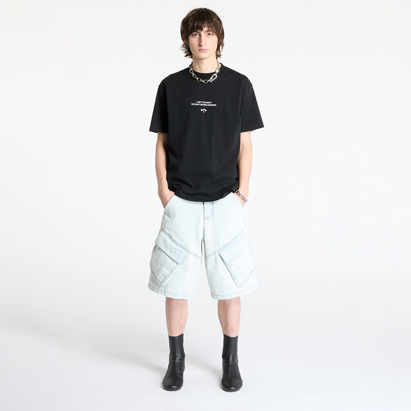 Pánská trička Marcelo Burlon Goodbye Quote Basic T-Shirt Black/ White