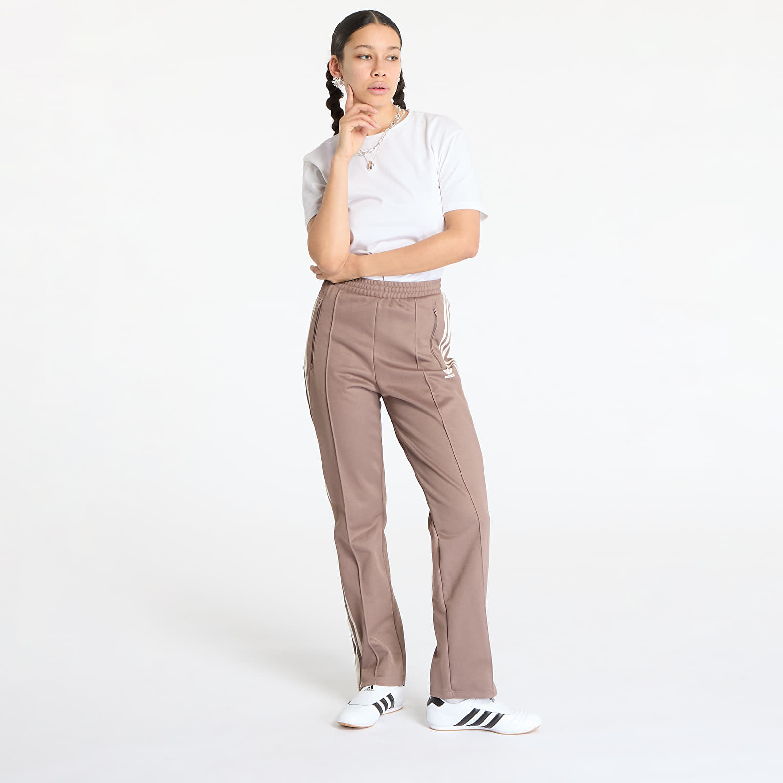 Spodnie dresowe adidas Adicolor Classic Track Pant Regular Tapered Leg Trace Brown/ Wonder White