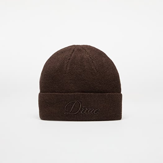 DIME Cursive Wool Fold Beanie Dark Brown