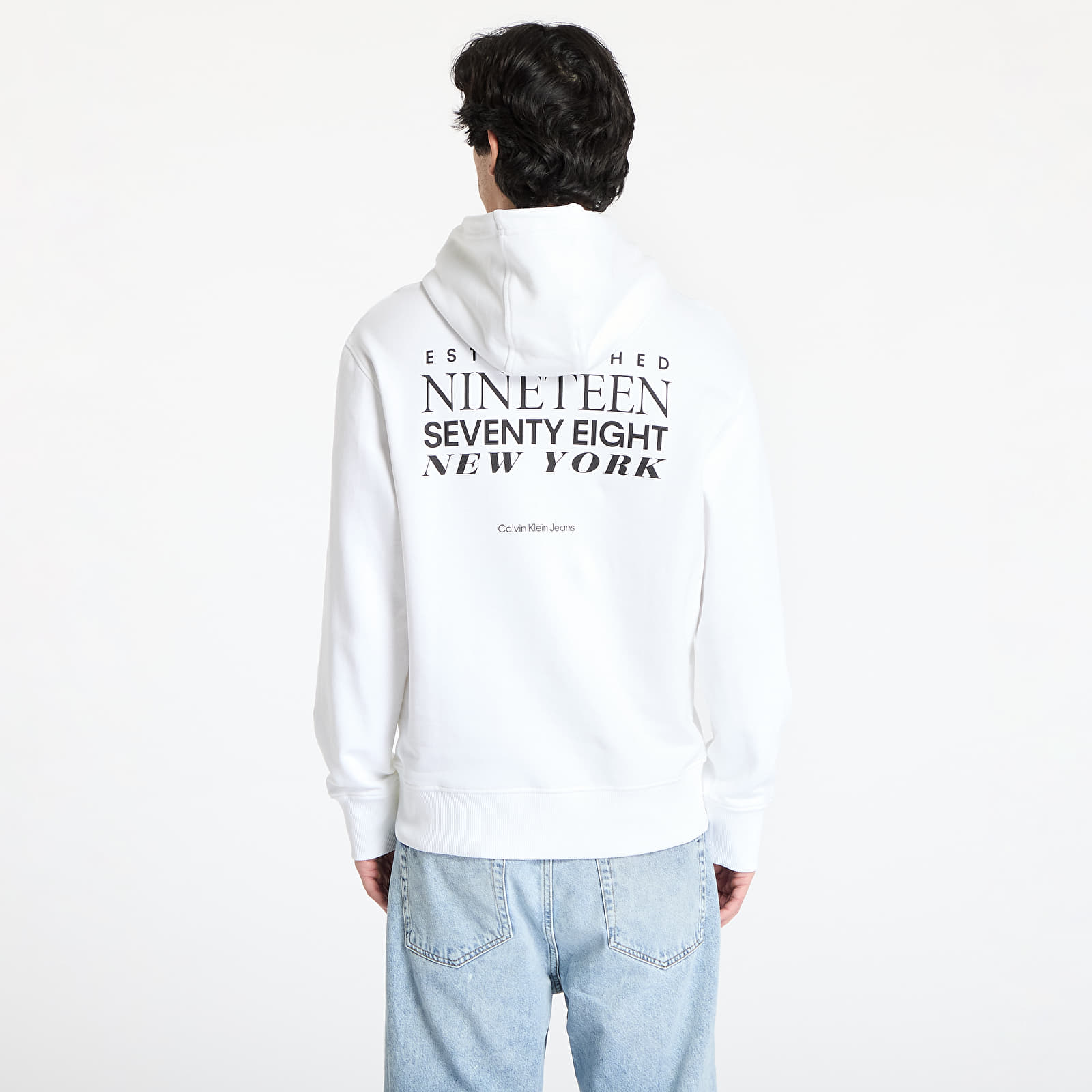 Mikiny Calvin Klein Jeans Typeface Graphic Hoodie White