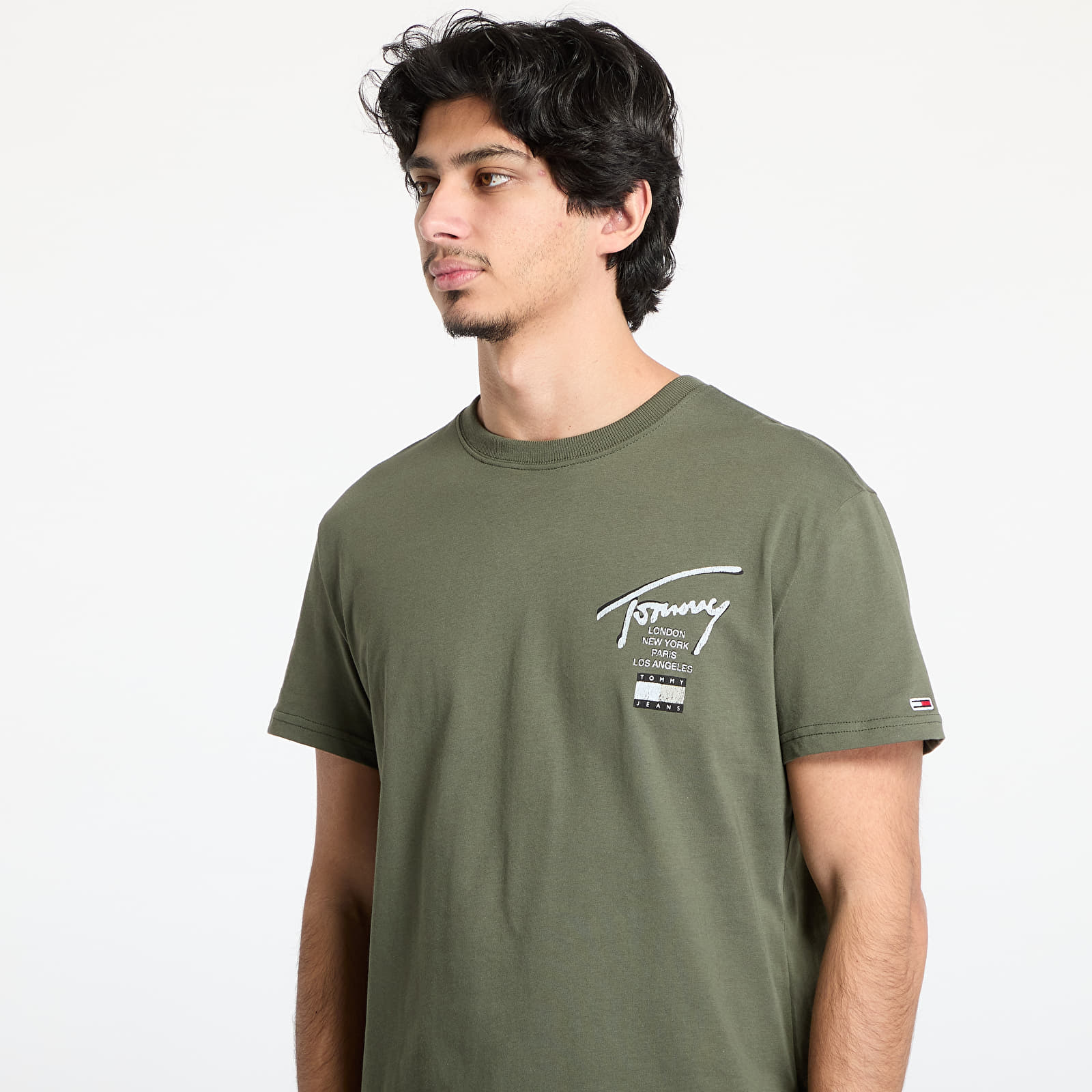 T-shirts Tommy Jeans Regular Tommy Signature Tee Green