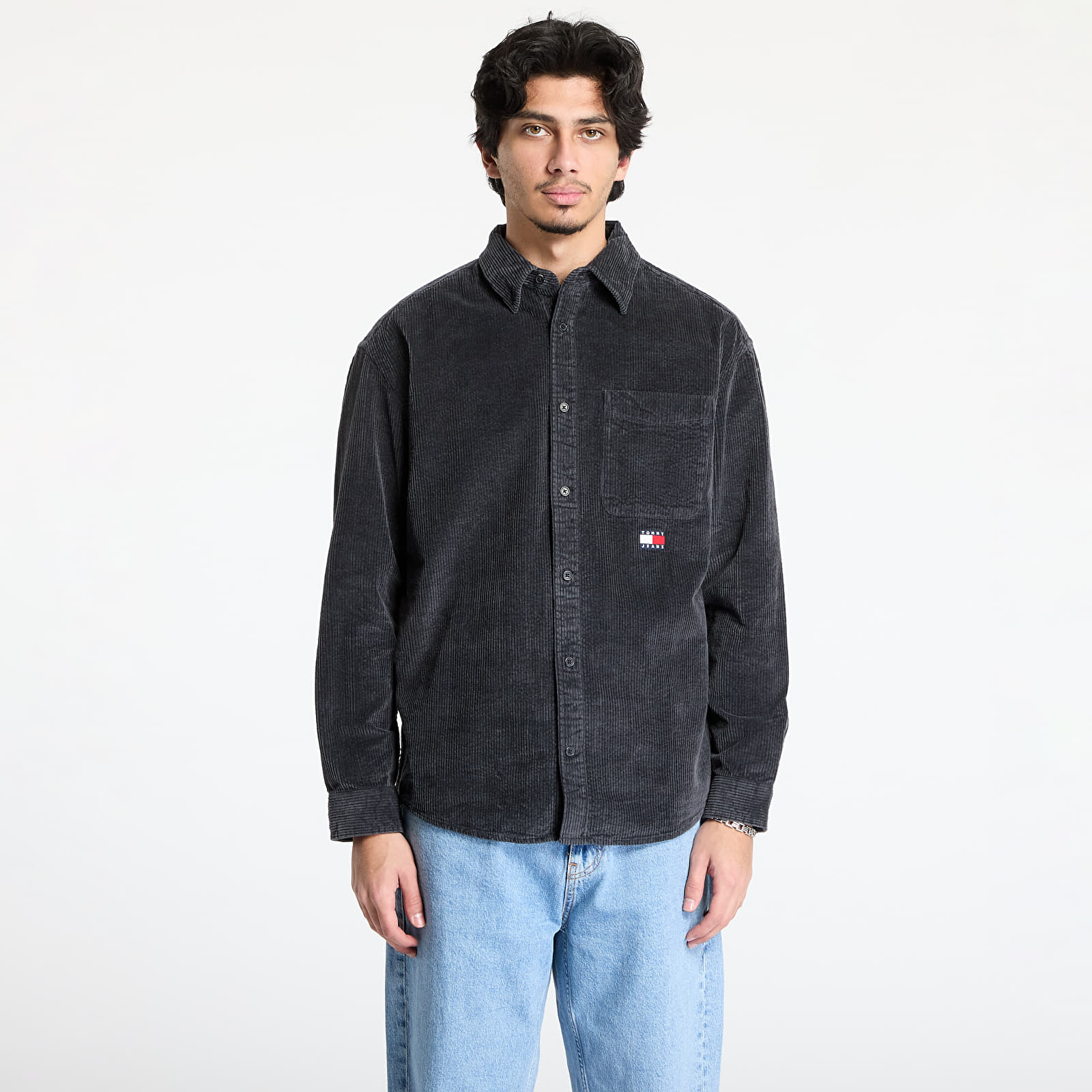 Košile Tommy Jeans Relaxed Chunky Cord Overshirt Gray