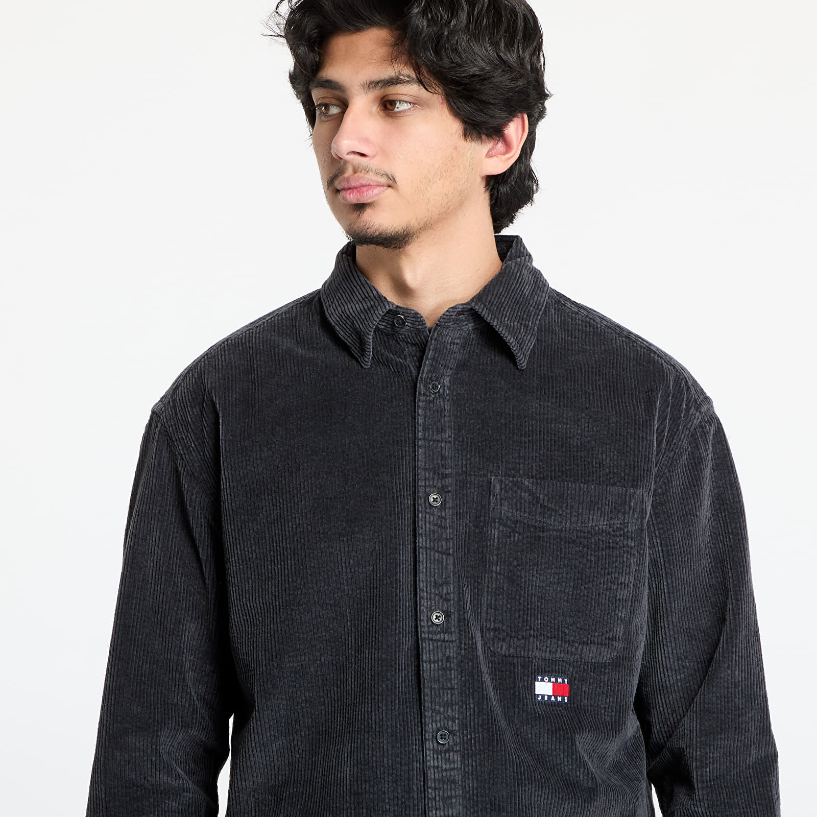 Košile Tommy Jeans Relaxed Chunky Cord Overshirt Gray