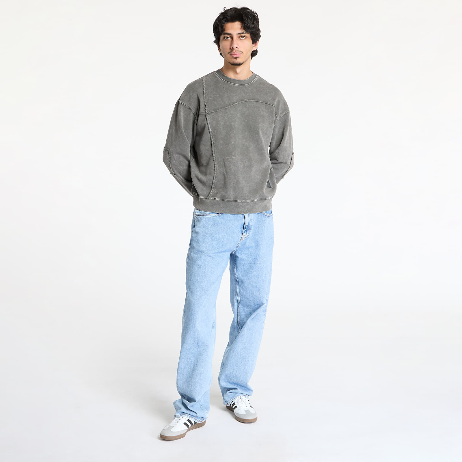 Kapucnis pulóverek és pulcsik DIME Reverse Stitch Crewneck UNISEX Charcoal Washed