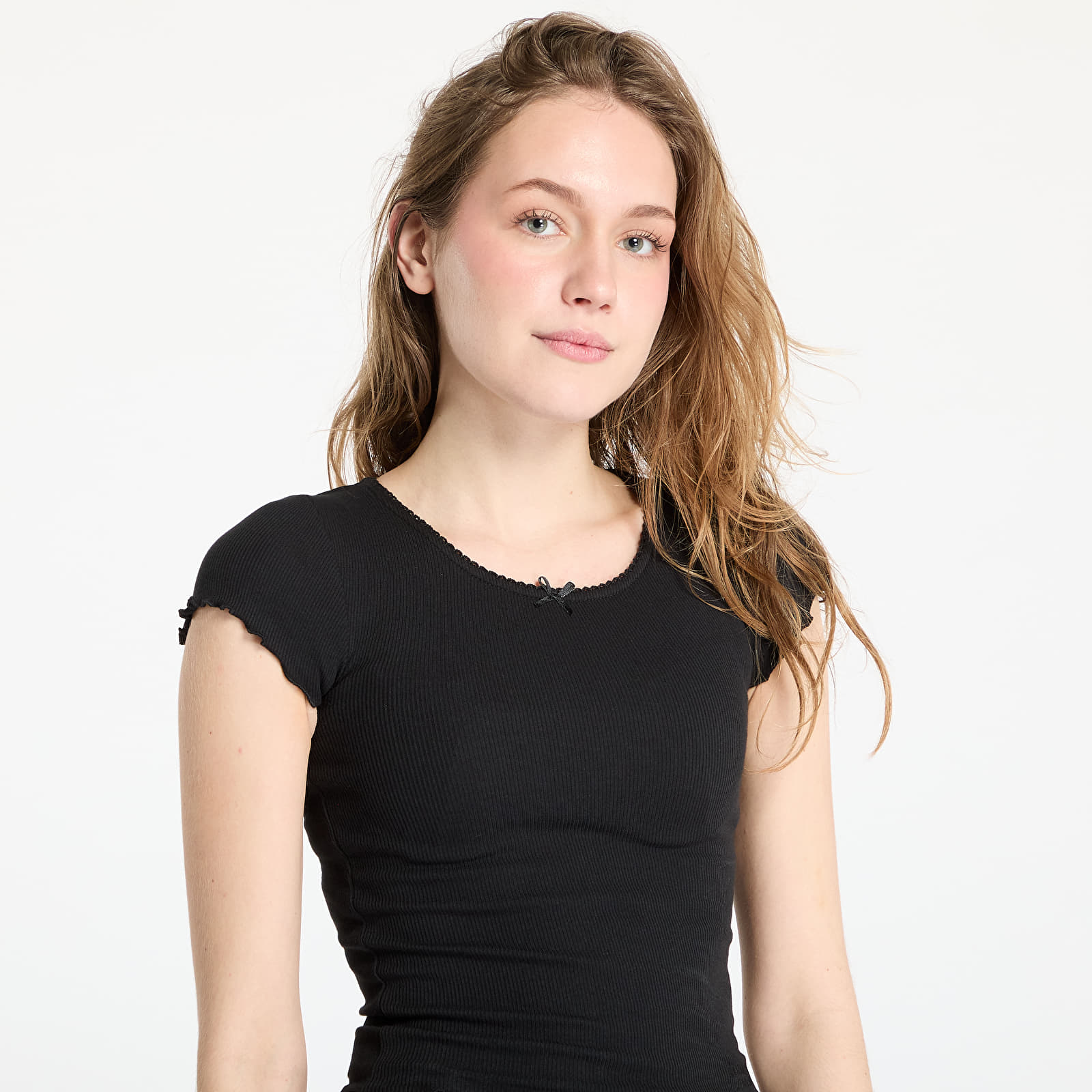 T-shirts Tommy Jeans Slim Scallop Rib Tee Black