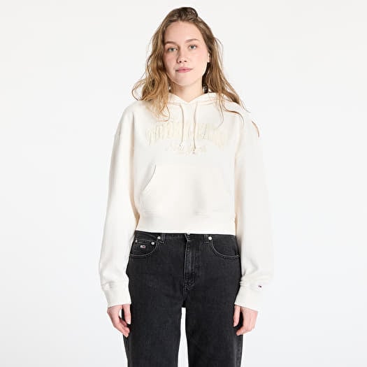 Tommy Jeans Boxy Crop Varsity Hoodie White