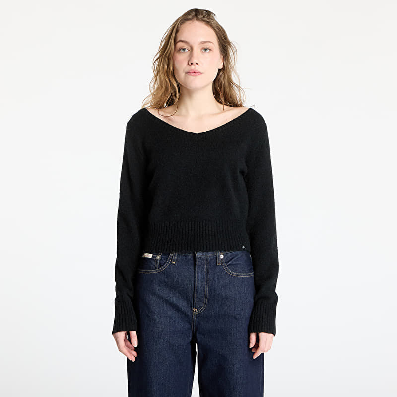 Свитер Calvin Klein Jeans Fluffy Yarn V-Neck Sweater Black