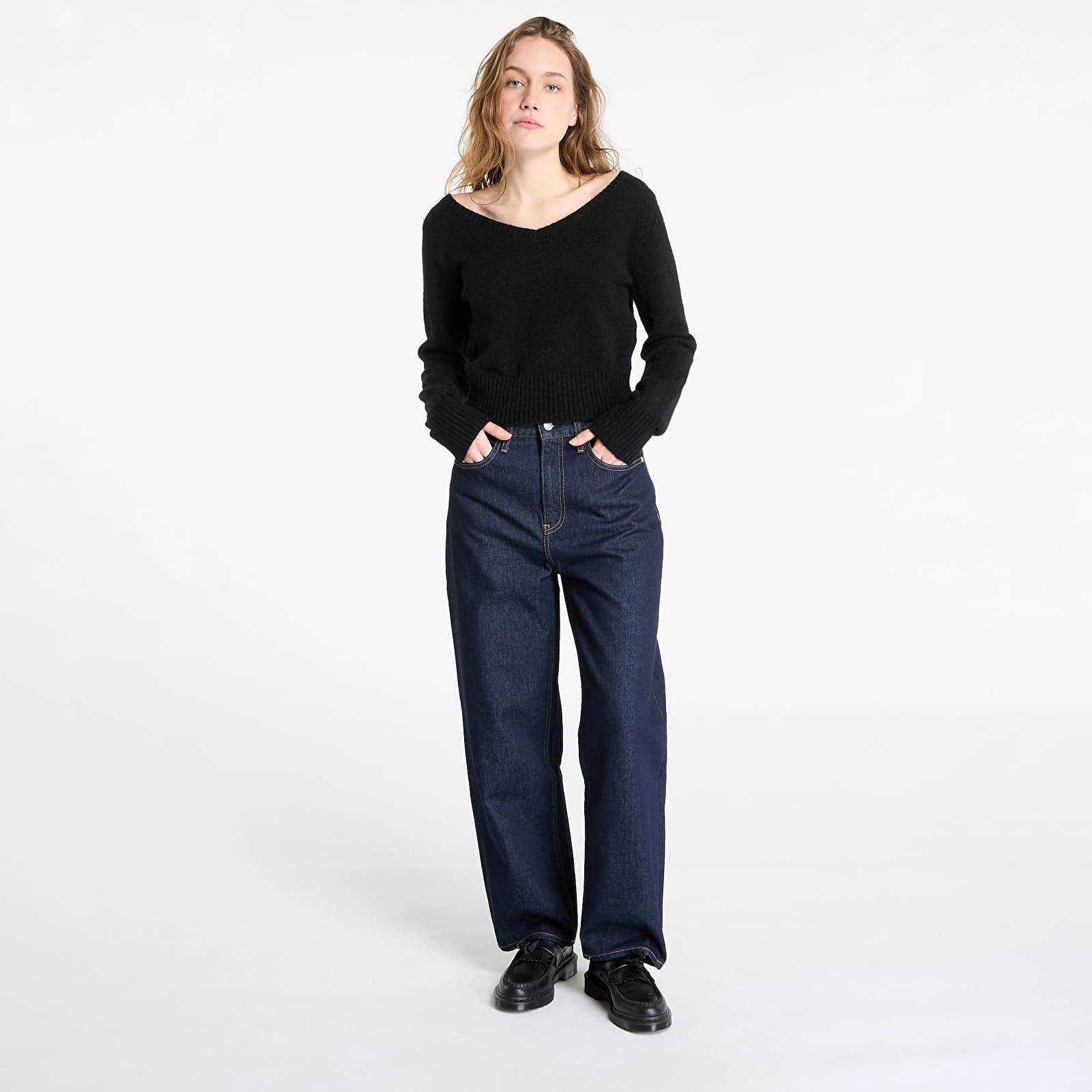 Camisolas Calvin Klein Jeans Fluffy Yarn V-Neck Sweater Black