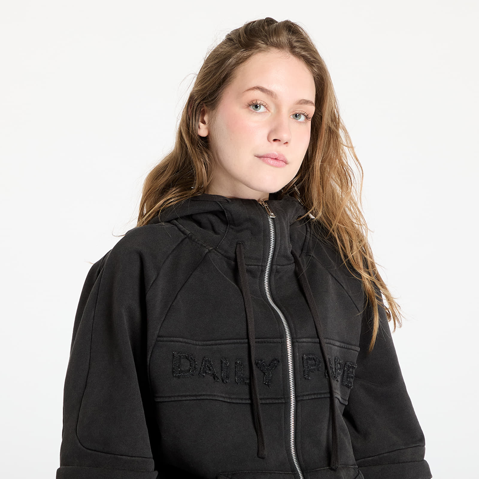 Bluzy Daily Paper Garment Wash Zip Up Hoodie UNISEX Black