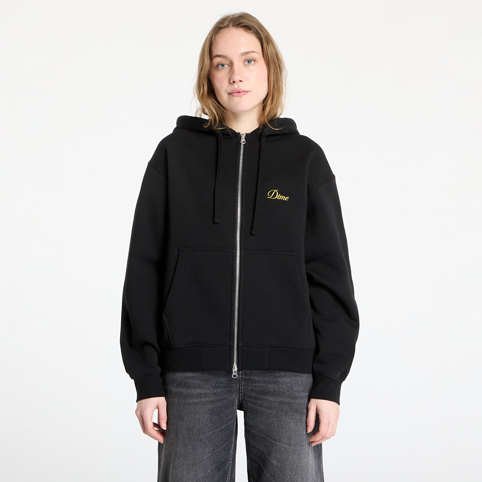 Kapucnis pulóverek és pulcsik DIME Cursive Small Logo Zip-Hoodie UNISEX Black
