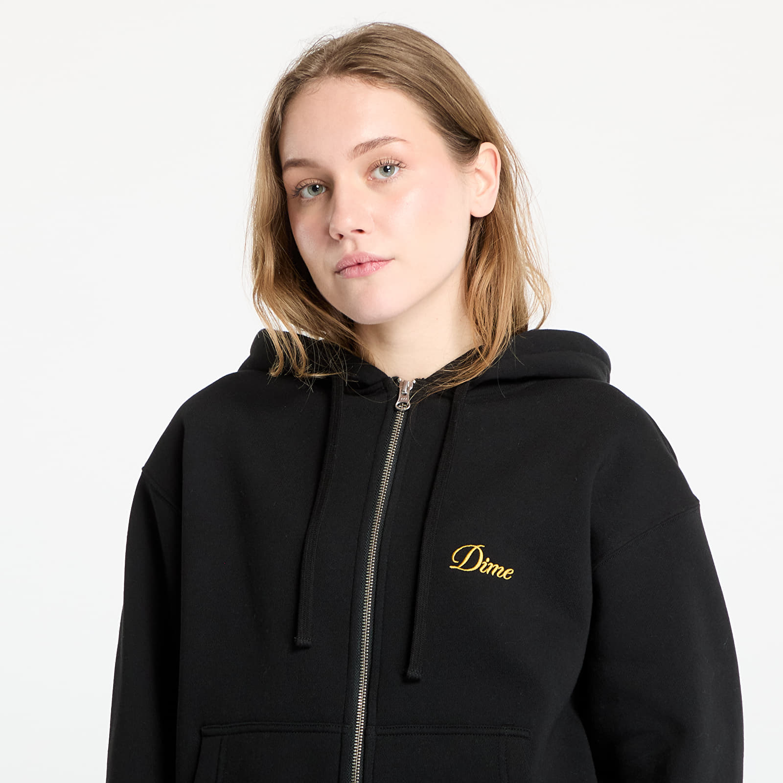 Kapucnis pulóverek és pulcsik DIME Cursive Small Logo Zip-Hoodie UNISEX Black