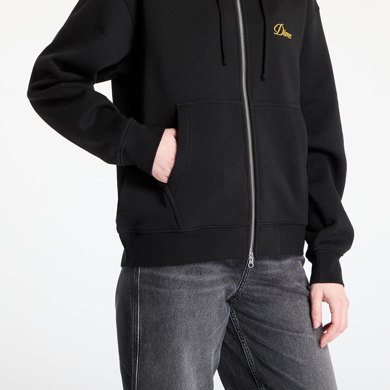 Kapucnis pulóverek és pulcsik DIME Cursive Small Logo Zip-Hoodie UNISEX Black