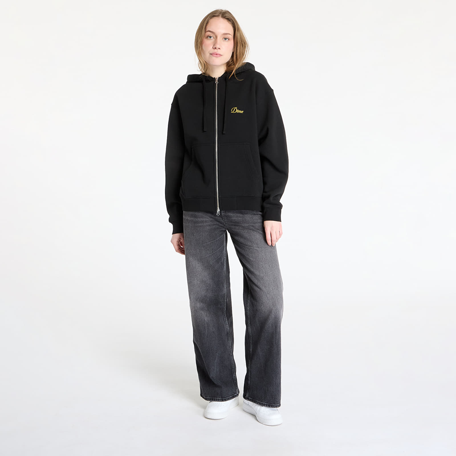 Kapucnis pulóverek és pulcsik DIME Cursive Small Logo Zip-Hoodie UNISEX Black