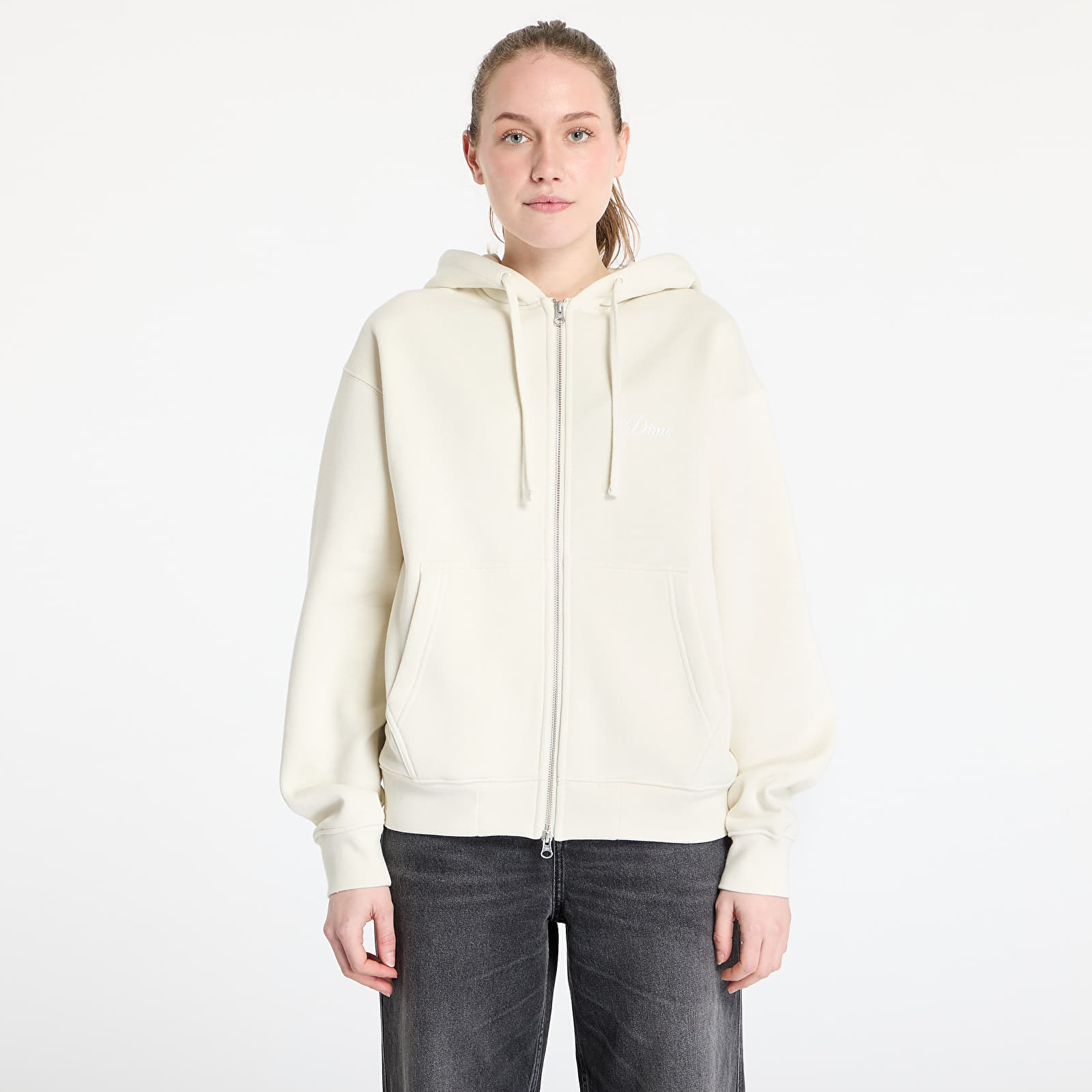 Kapucnis pulóverek és pulcsik DIME Cursive Small Logo Zip-Hoodie UNISEX Natural