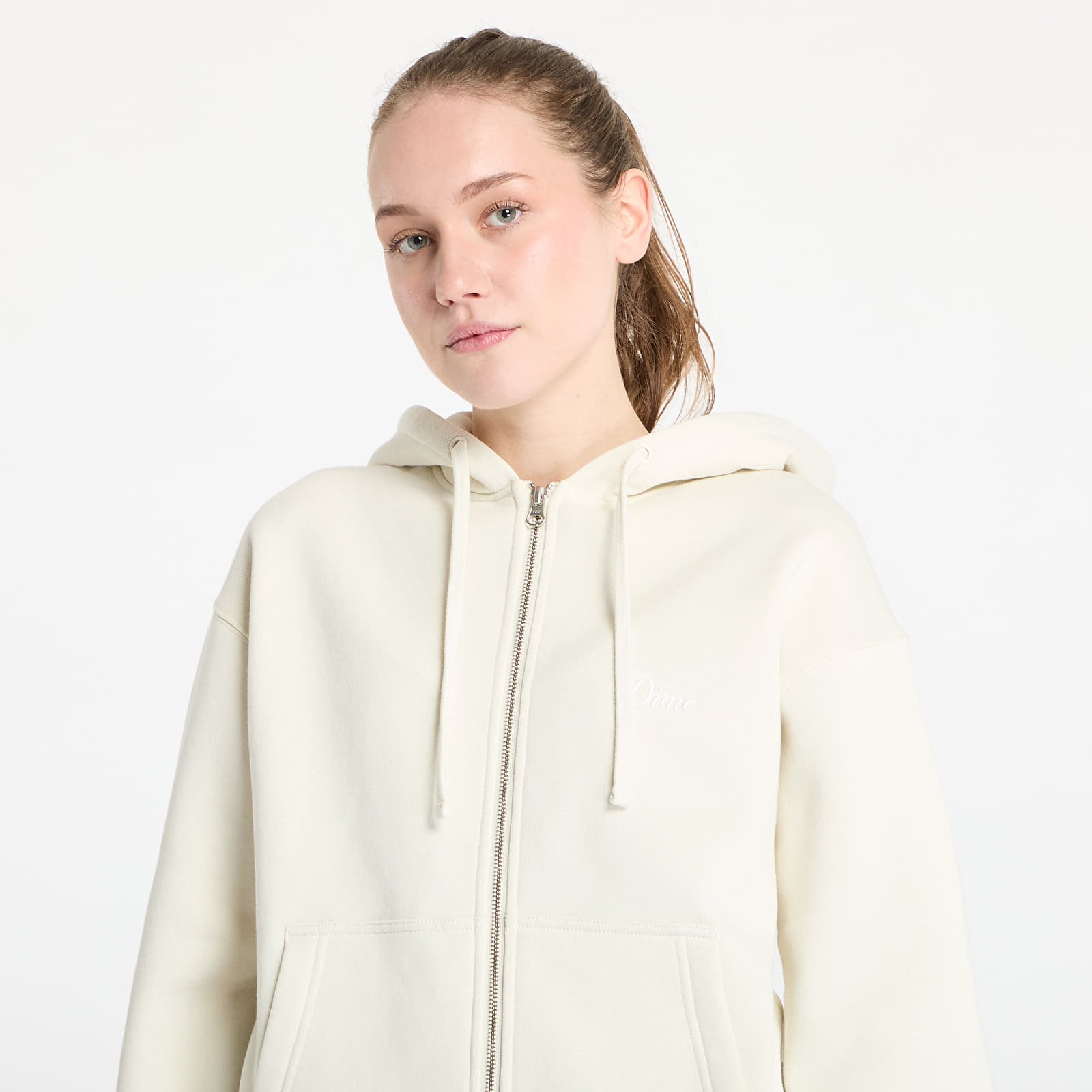 Kapucnis pulóverek és pulcsik DIME Cursive Small Logo Zip-Hoodie UNISEX Natural