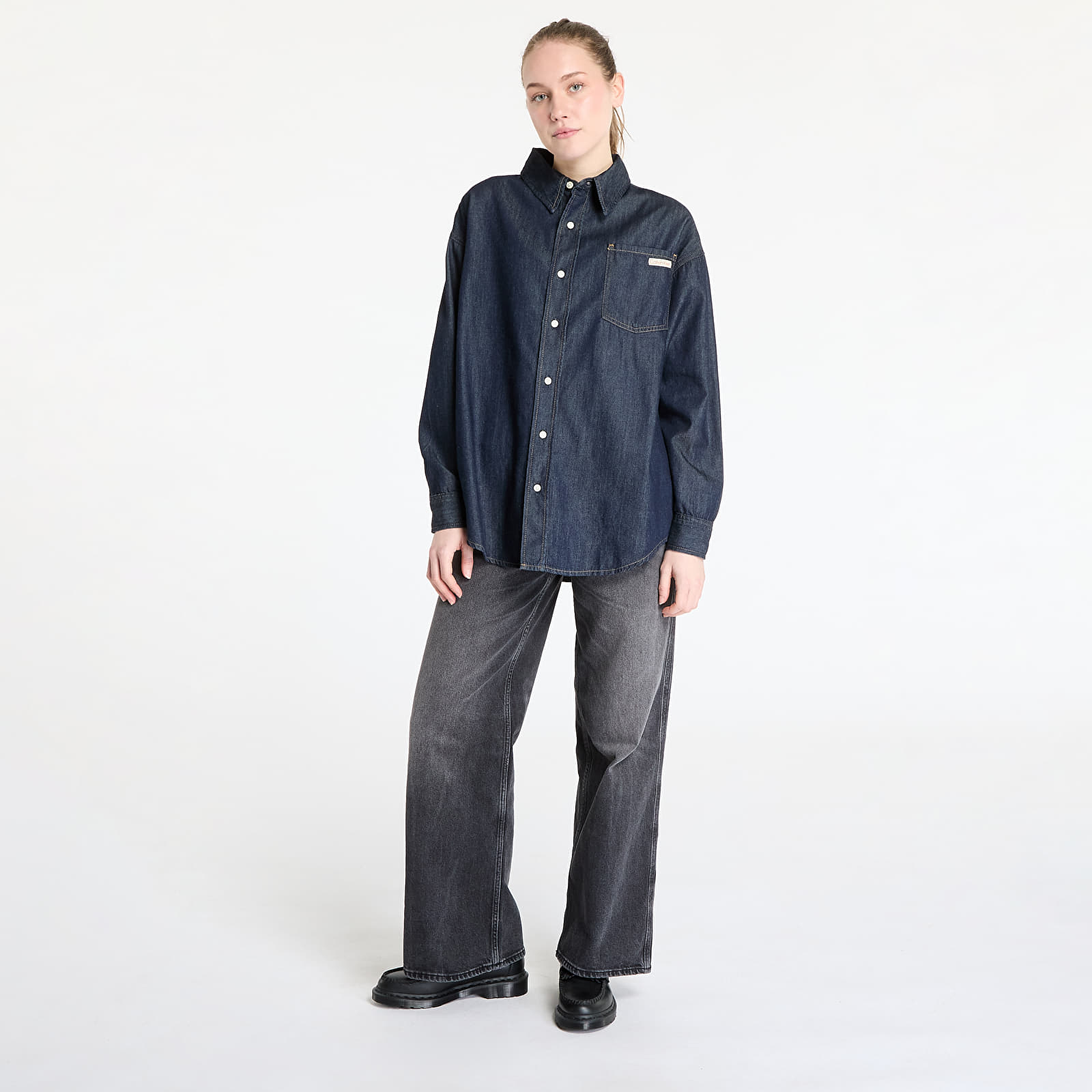 Košele Calvin Klein Jeans Oversized Long Sleeve Denim Shirt Denim